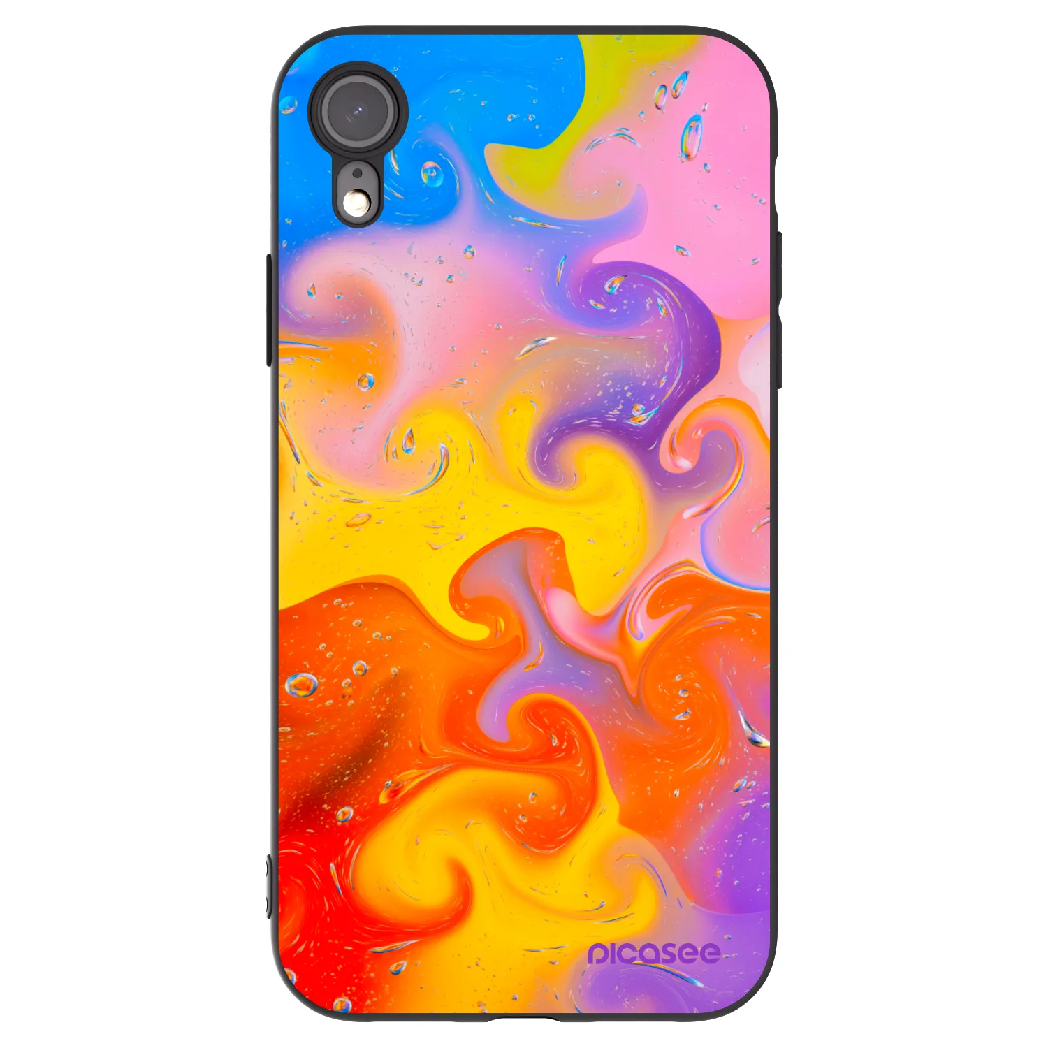 Picasee silikonowe czarne etui na Apple iPhone XR - Bubbles