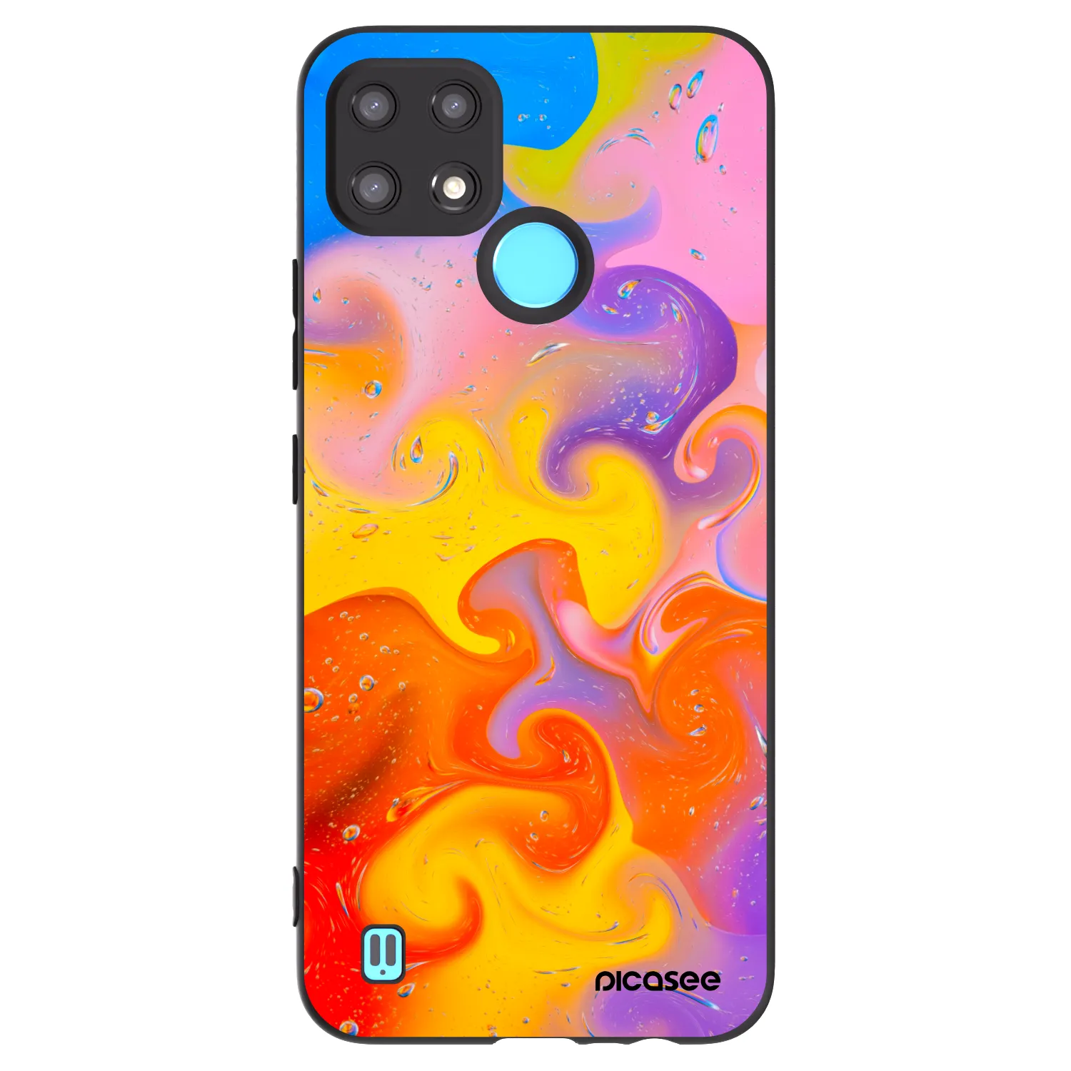 Picasee silikonowe czarne etui na Realme C21 - Bubbles