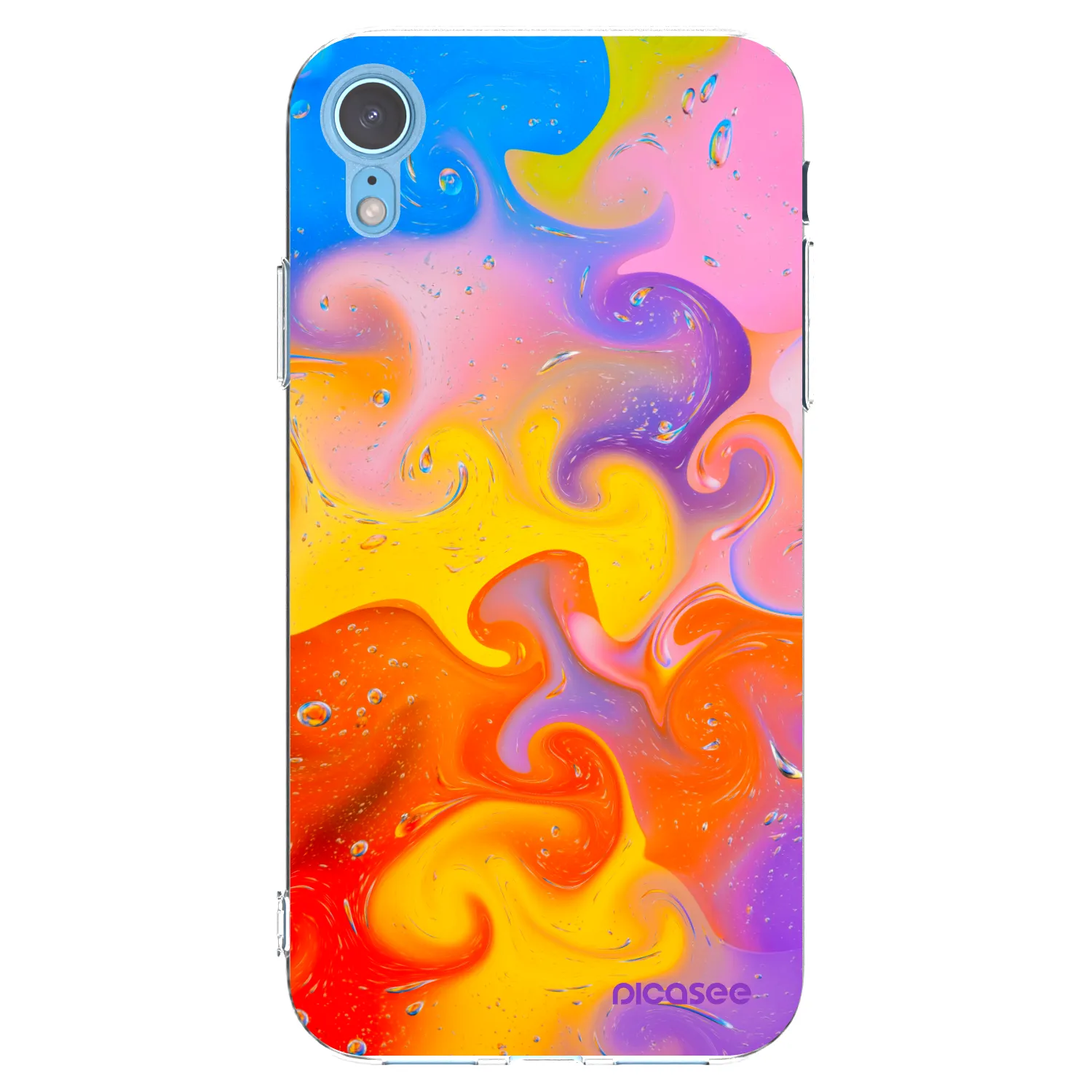 Picasee silikonowe przeźroczyste etui na Apple iPhone XR - Bubbles