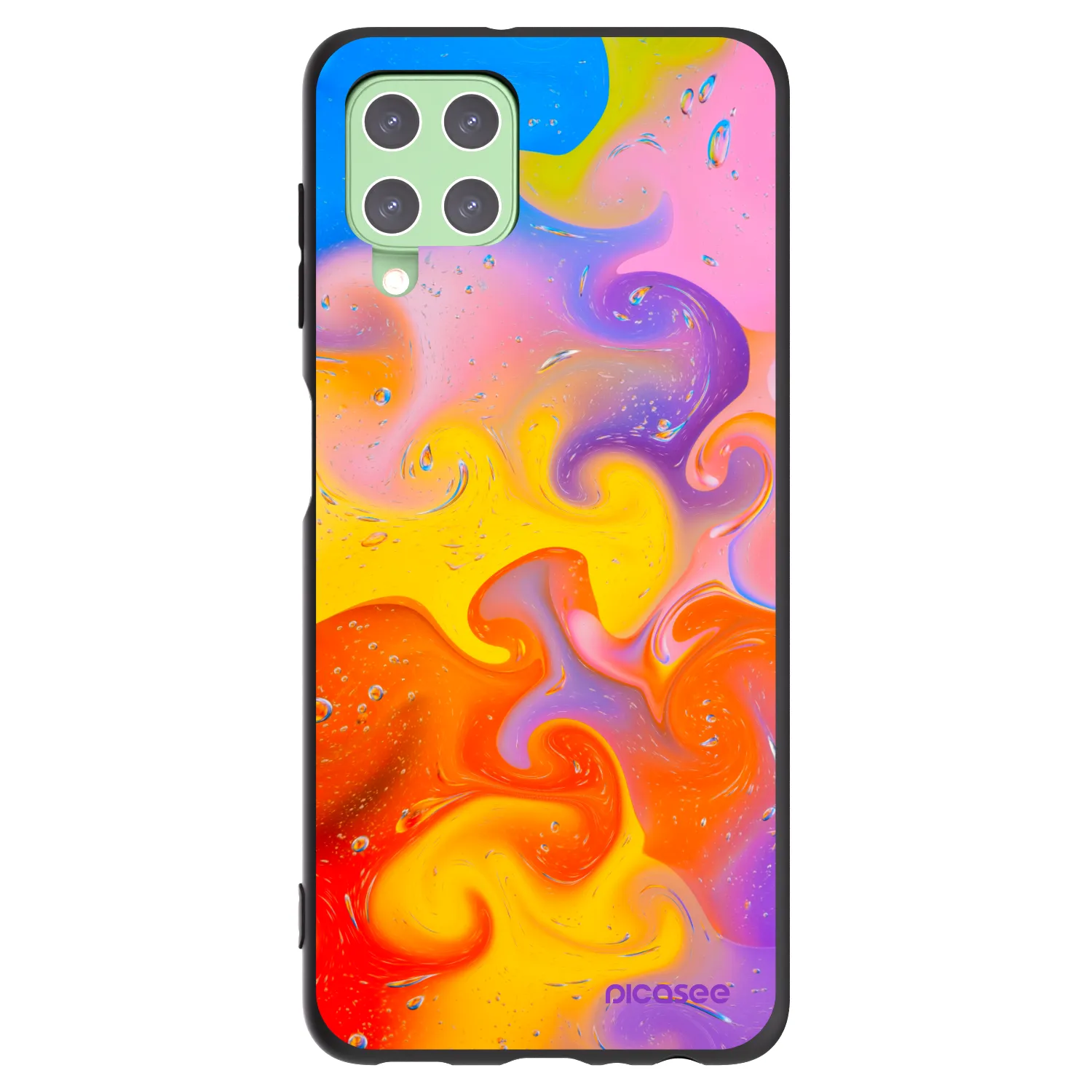 Picasee silikonowe czarne etui na Samsung Galaxy A22 A225F 4G - Bubbles