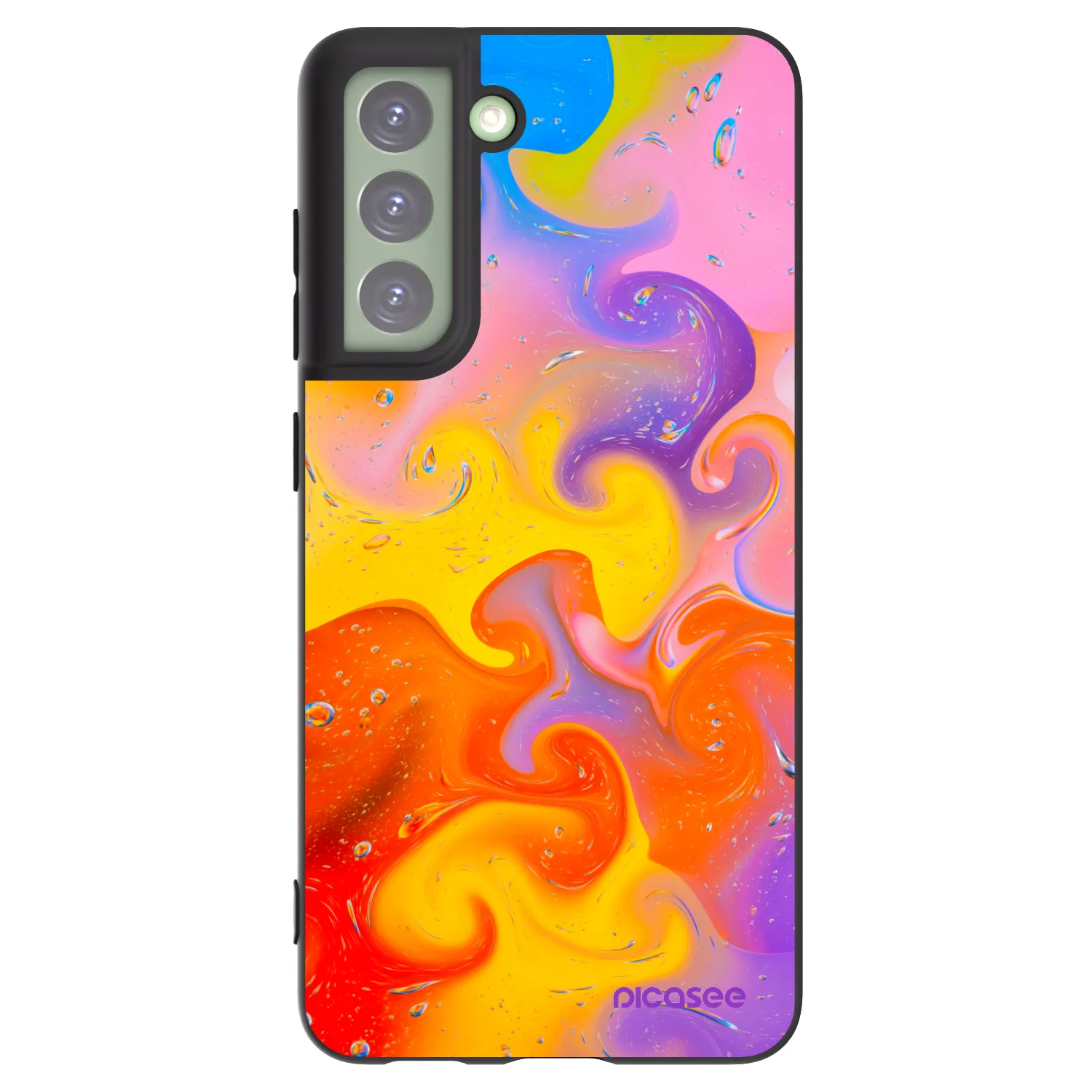 Picasee silikonowe czarne etui na Samsung Galaxy S21 FE 5G - Bubbles