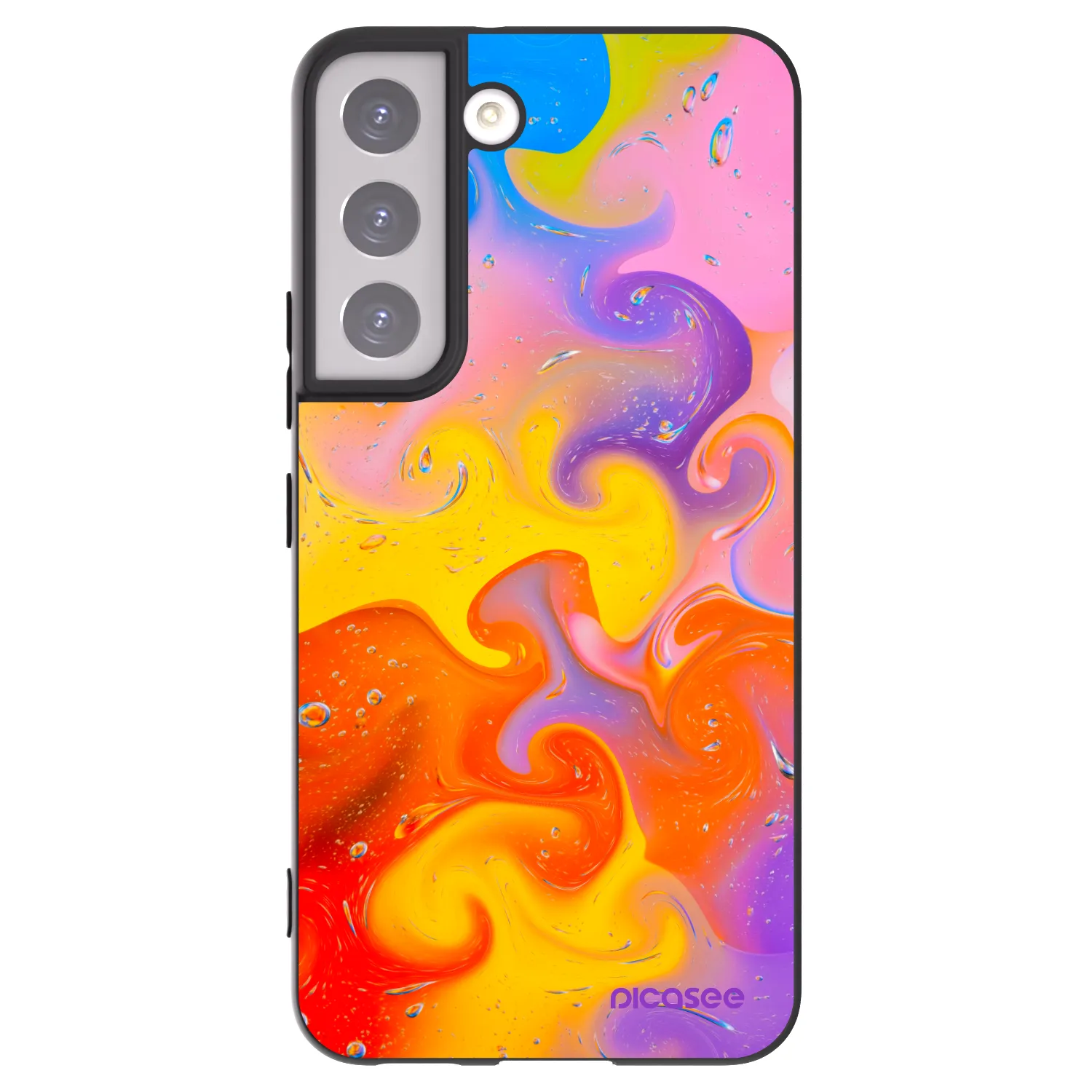 Picasee silikonowe czarne etui na Samsung Galaxy S22 5G - Bubbles