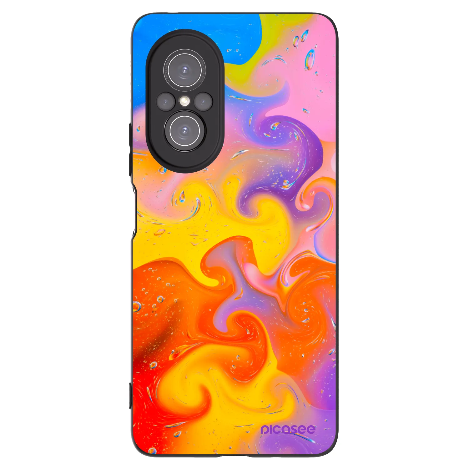 Picasee silikonowe czarne etui na Huawei Nova 9 SE - Bubbles