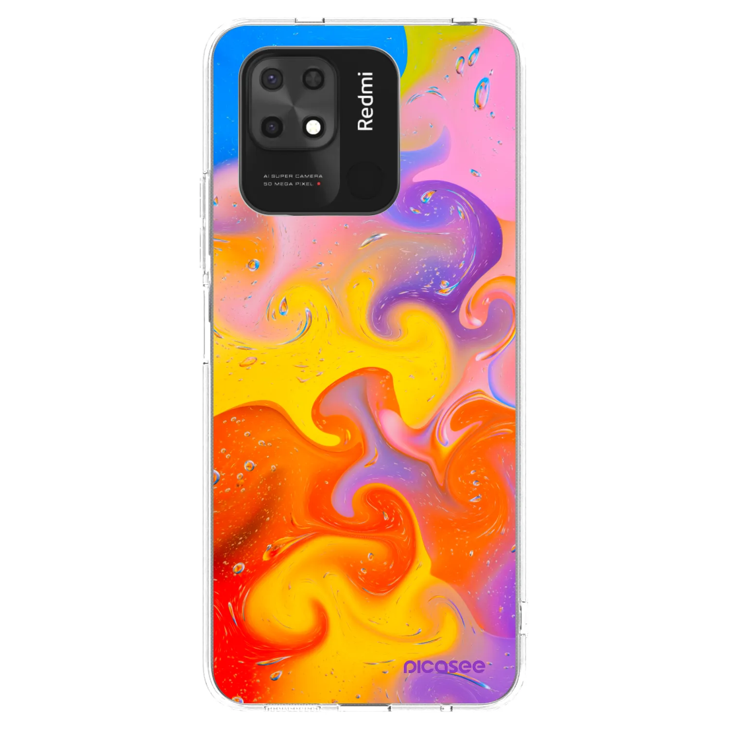 Picasee silikonowe przeźroczyste etui na Xiaomi Redmi 10C - Bubbles