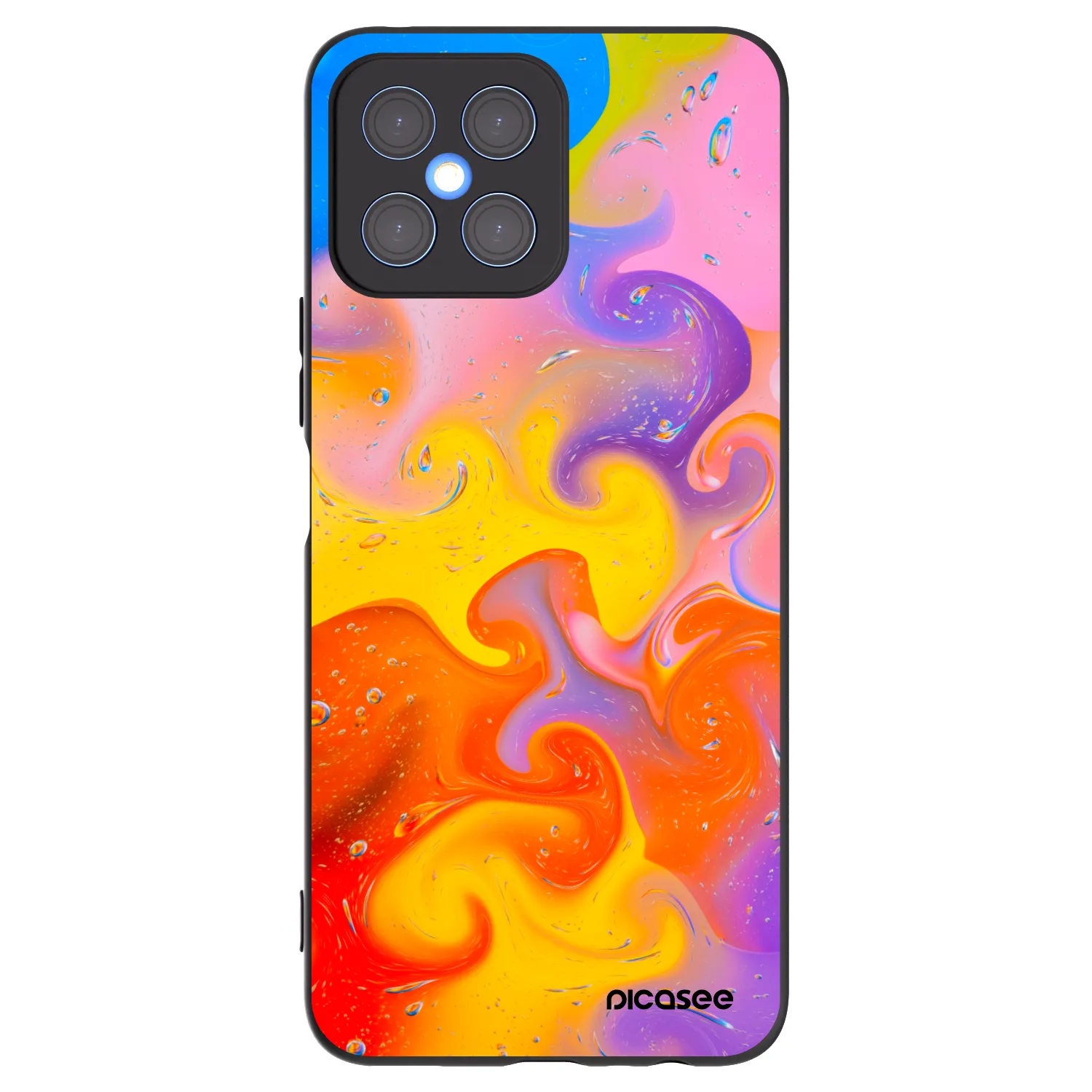 Picasee silikonowe czarne etui na Honor X8 4G - Bubbles