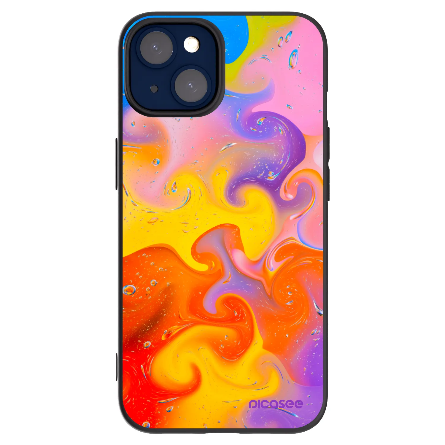 Picasee silikonowe czarne etui na Apple iPhone 14 - Bubbles