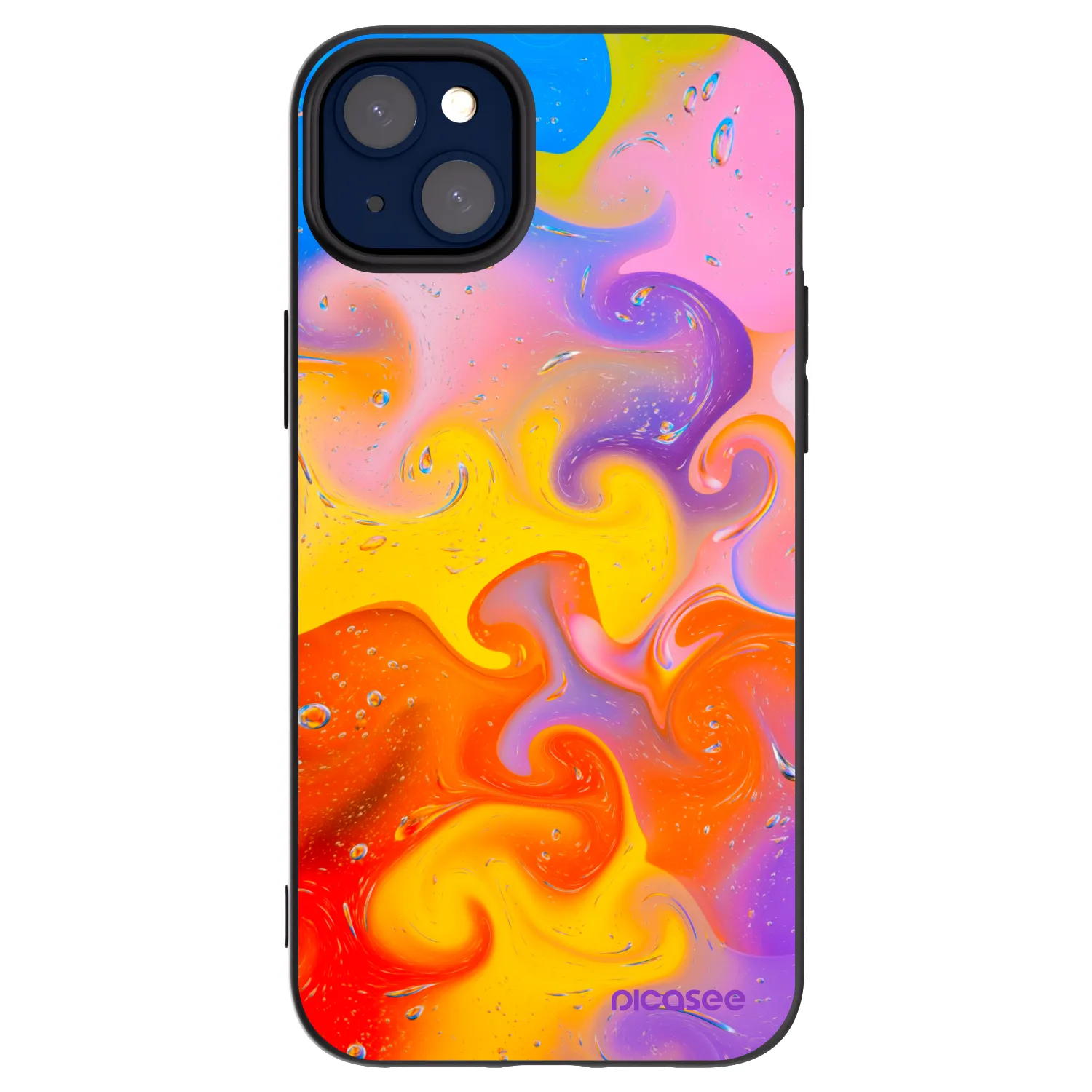 Picasee silikonowe czarne etui na Apple iPhone 14 Plus - Bubbles