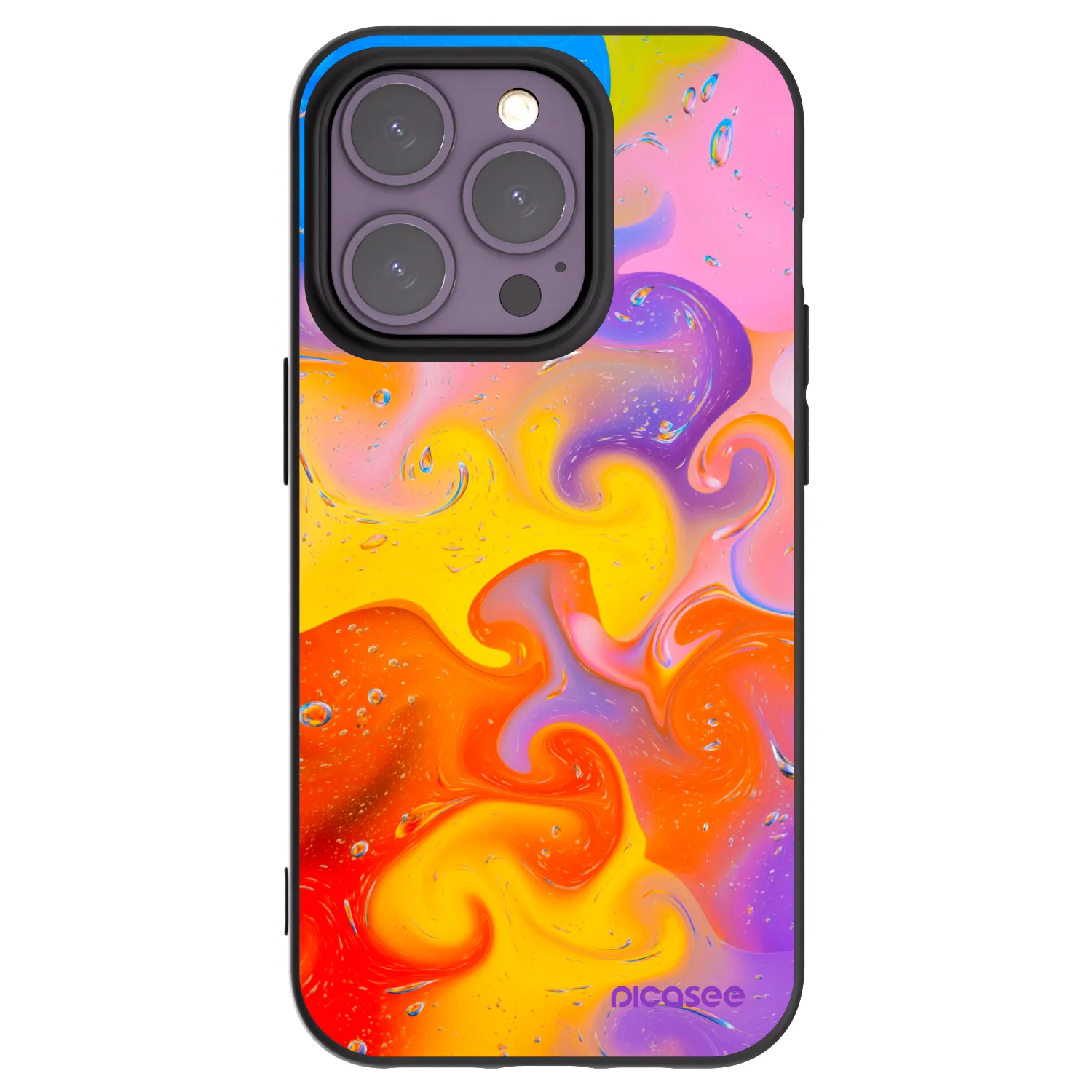 Picasee silikonowe czarne etui na Apple iPhone 14 Pro - Bubbles