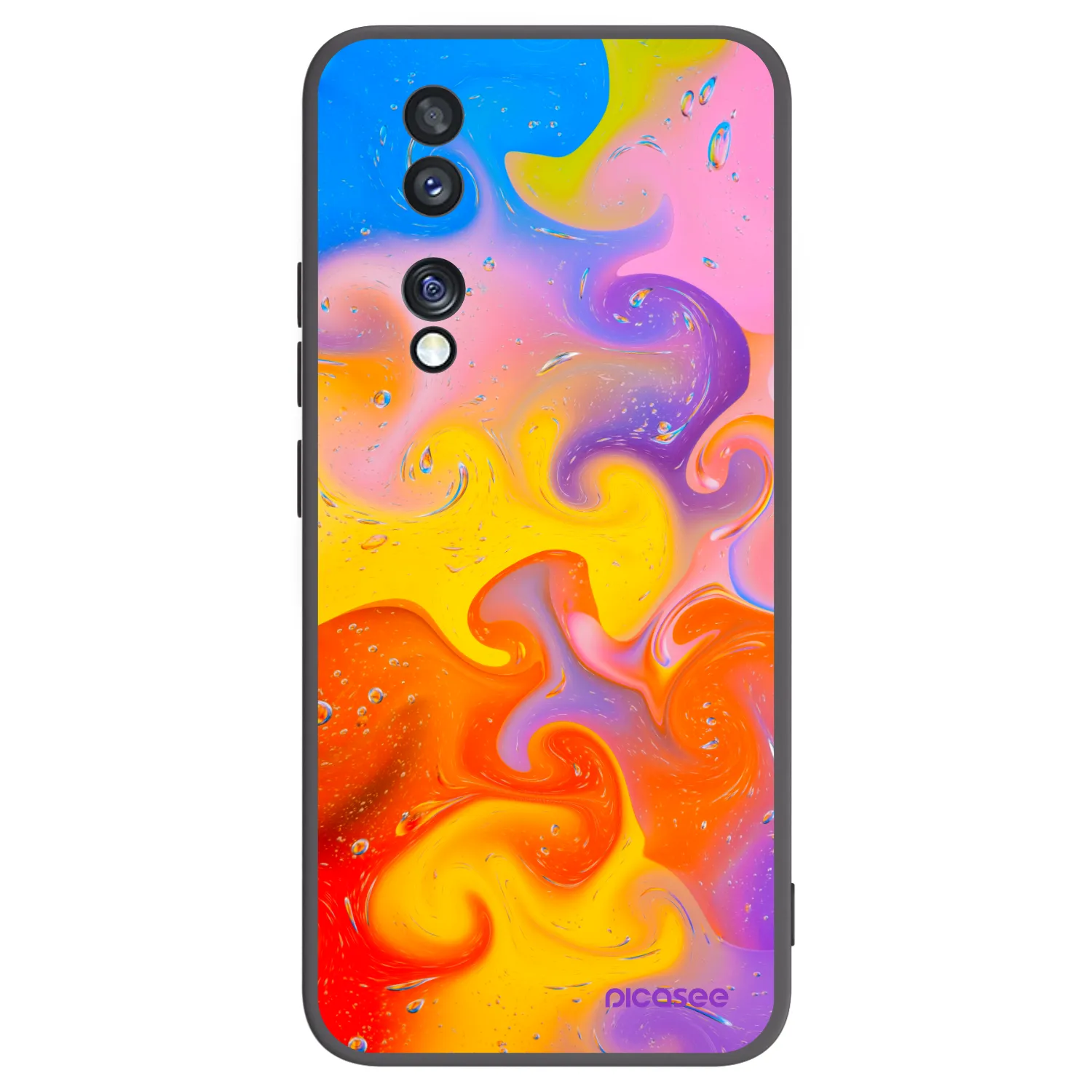 Picasee silikonowe czarne etui na Honor 70 - Bubbles