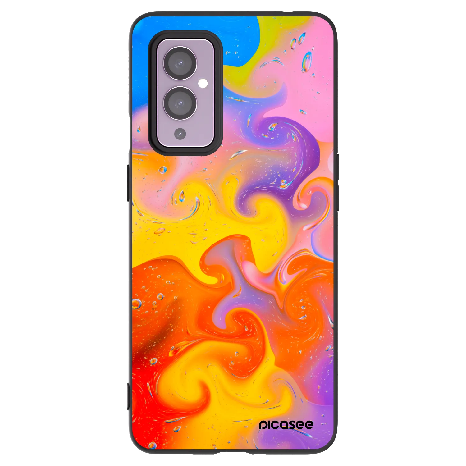 Picasee silikonowe czarne etui na OnePlus 9 - Bubbles