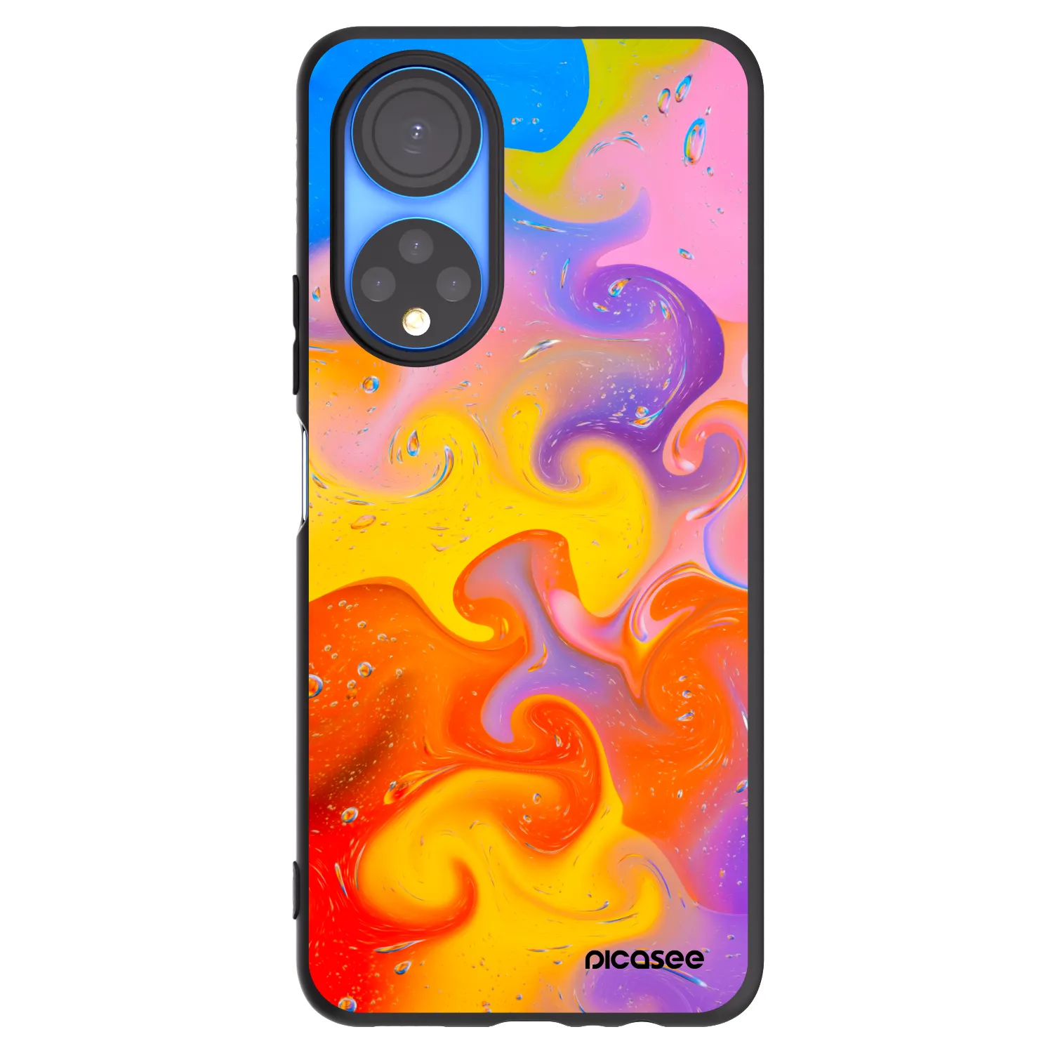 Picasee silikonowe czarne etui na Honor X7 - Bubbles