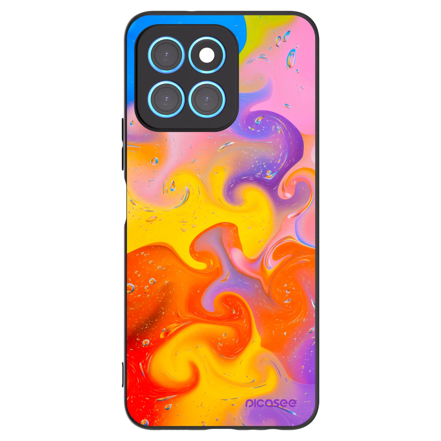 Picasee silikonowe czarne etui na Honor X6 - Bubbles