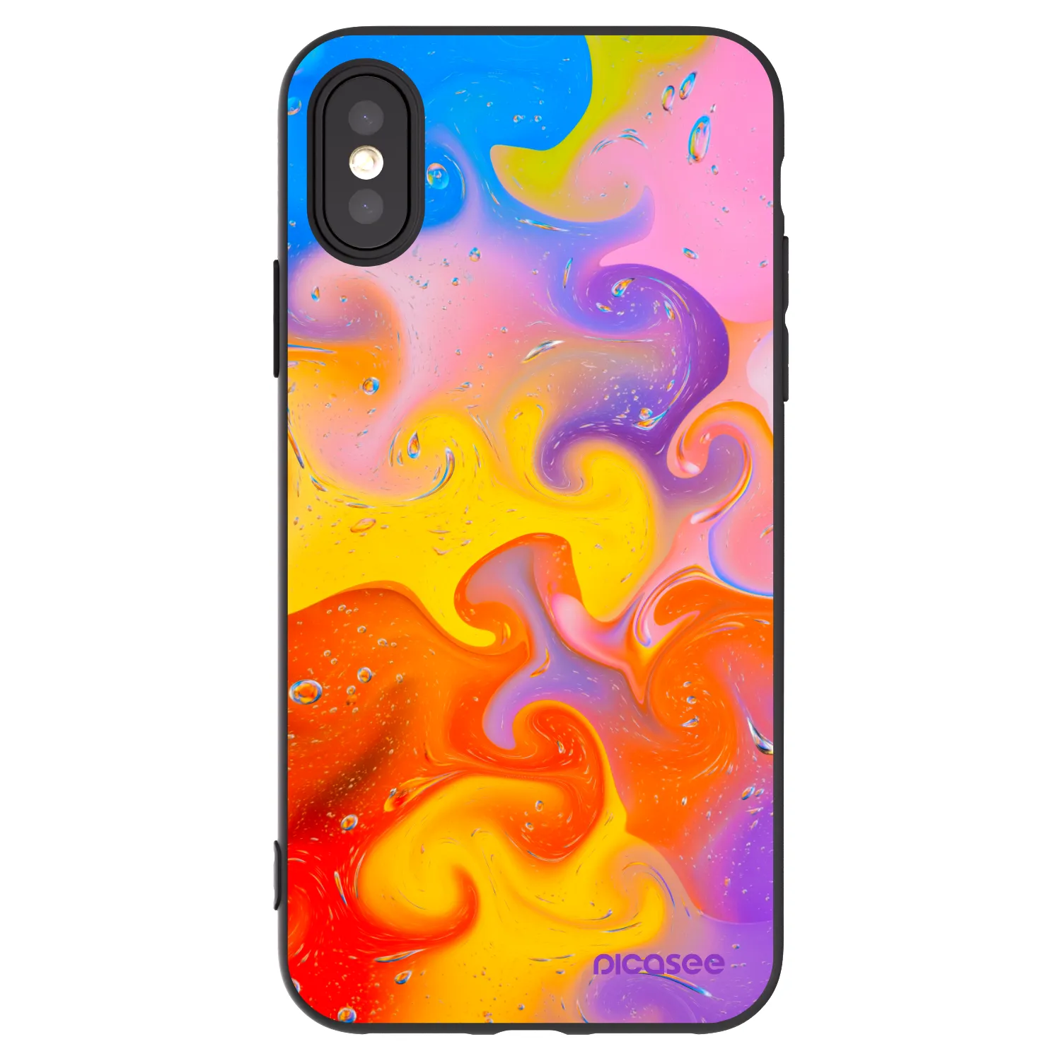 Picasee silikonowe czarne etui na Apple iPhone X/XS - Bubbles