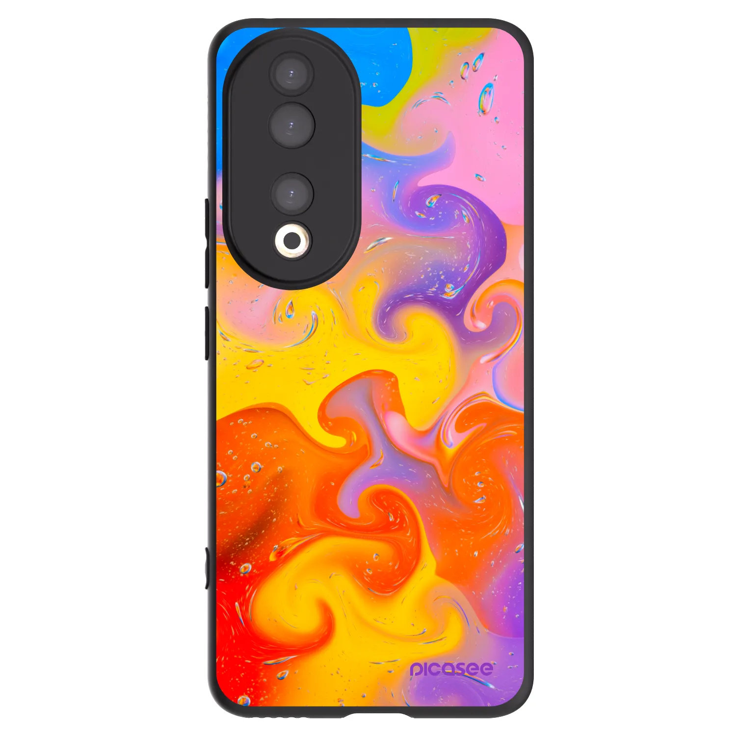 Picasee silikonowe czarne etui na Honor 90 5G - Bubbles