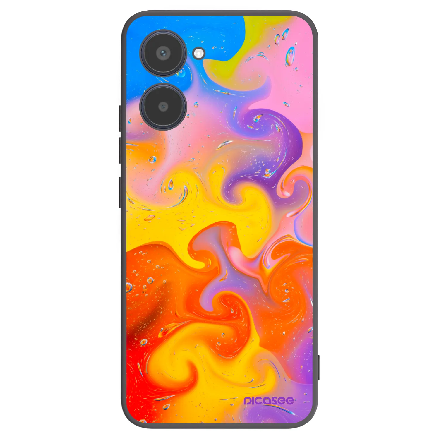 Picasee silikonowe czarne etui na Realme 10 4G - Bubbles