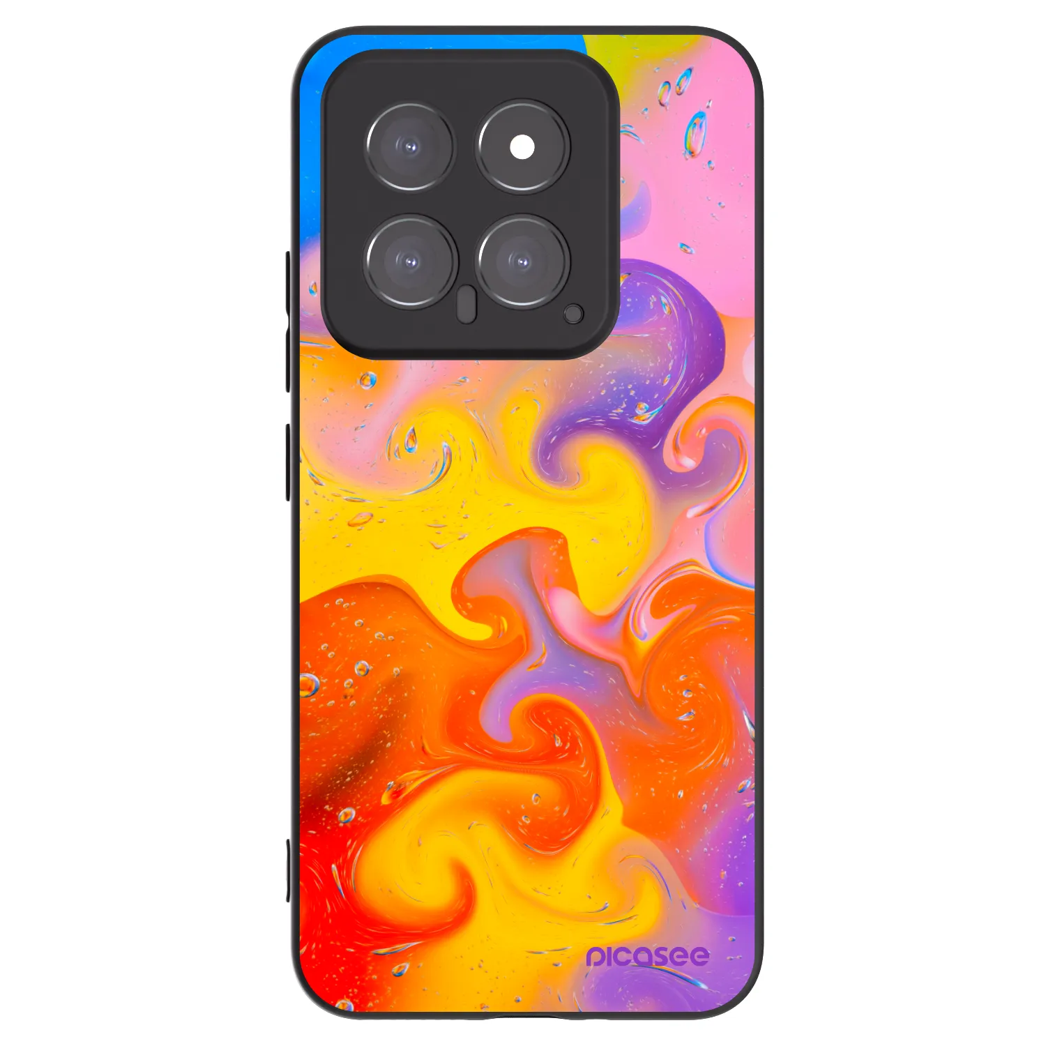 Picasee silikonowe czarne etui na Xiaomi 14 - Bubbles