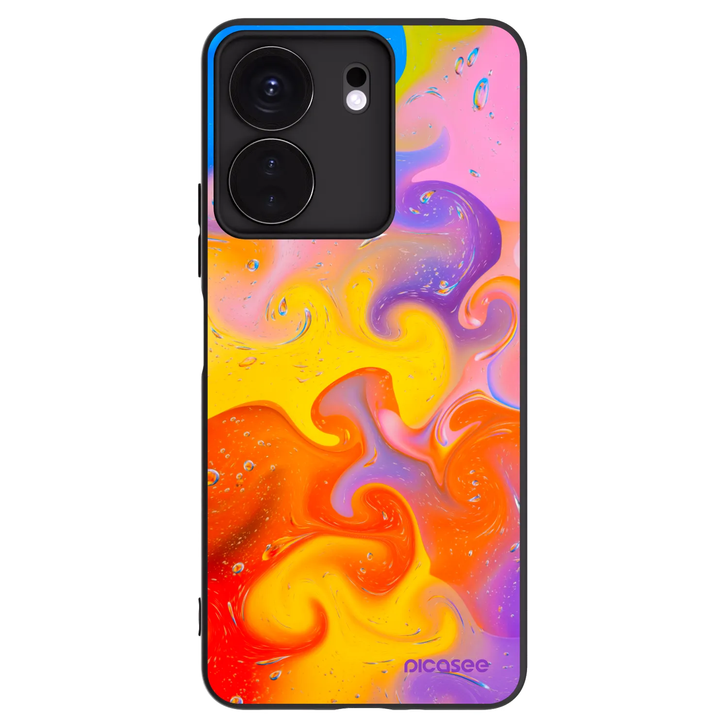 Picasee silikonowe czarne etui na Xiaomi Redmi 13C 4G - Bubbles