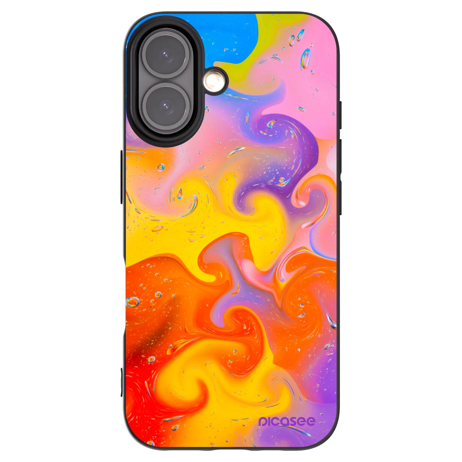 Picasee silikonowe czarne etui na Apple iPhone 16 - Bubbles