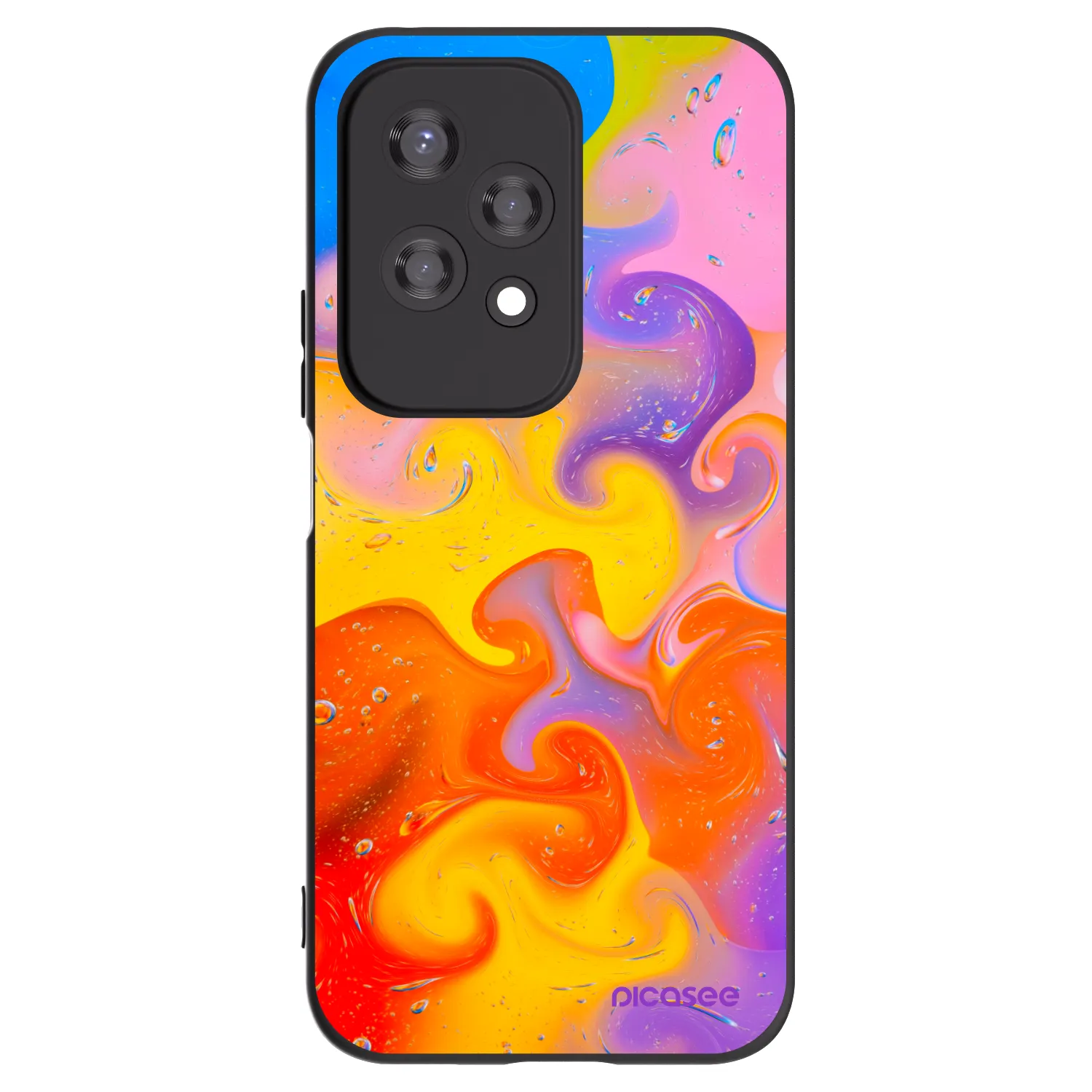 Picasee silikonowe czarne etui na Honor 200 Lite - Bubbles