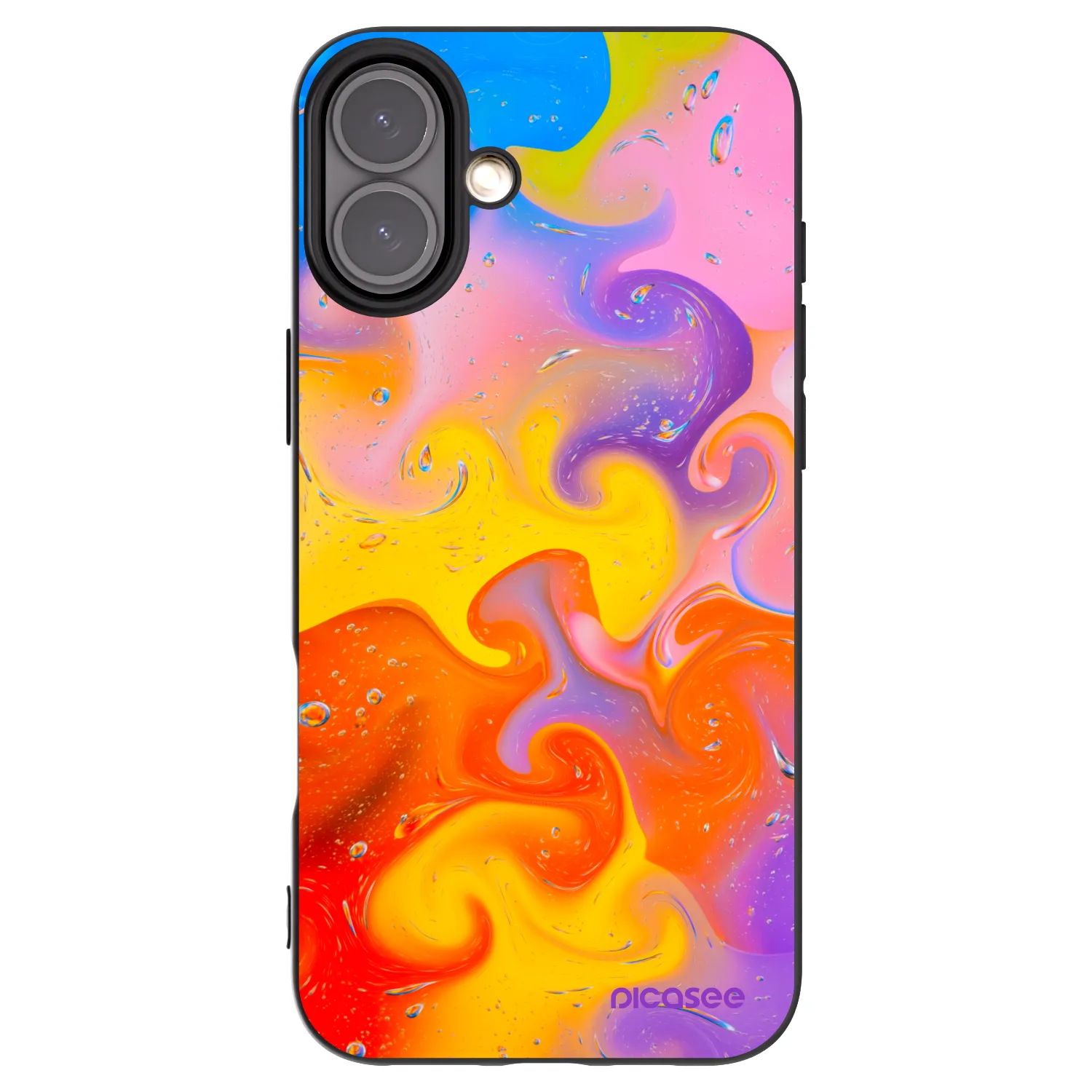 Picasee silikonowe czarne etui na Apple iPhone 16 Plus - Bubbles