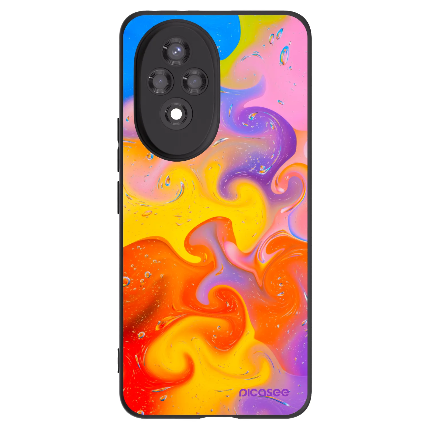 Picasee silikonowe czarne etui na Honor 200 5G - Bubbles