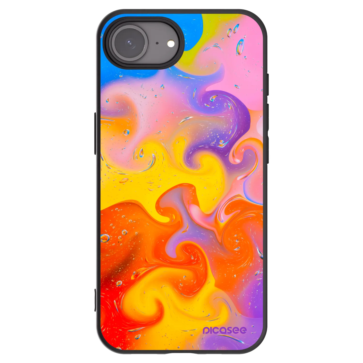 Picasee silikonowe czarne etui na Apple iPhone 16e - Bubbles