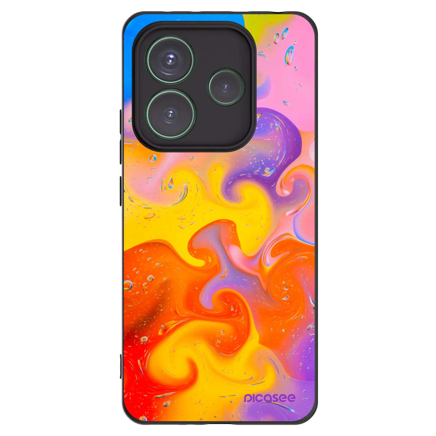 Picasee silikonowe czarne etui na Xiaomi Redmi Note 14 5G - Bubbles