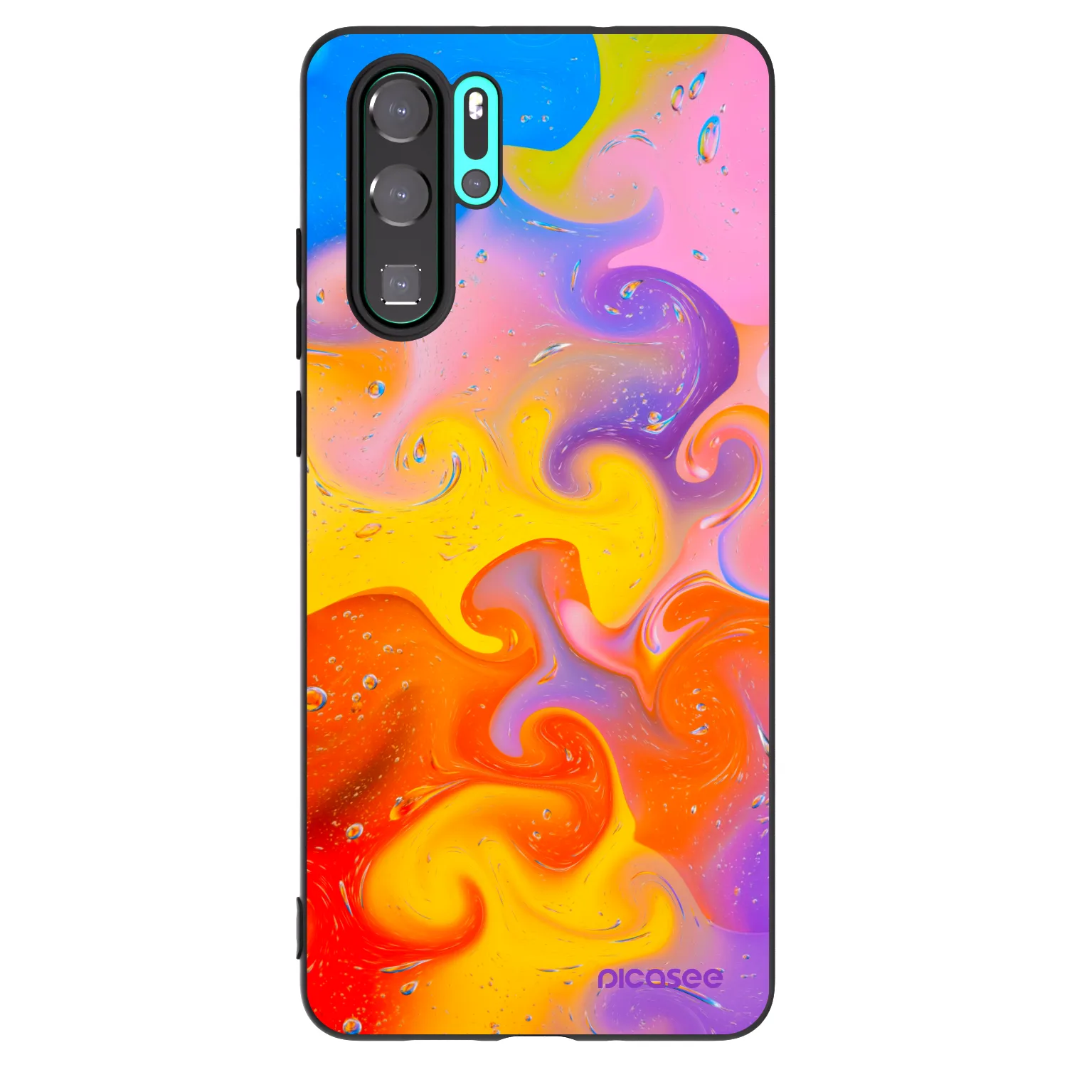 Picasee silikonowe czarne etui na Huawei P30 Pro - Bubbles