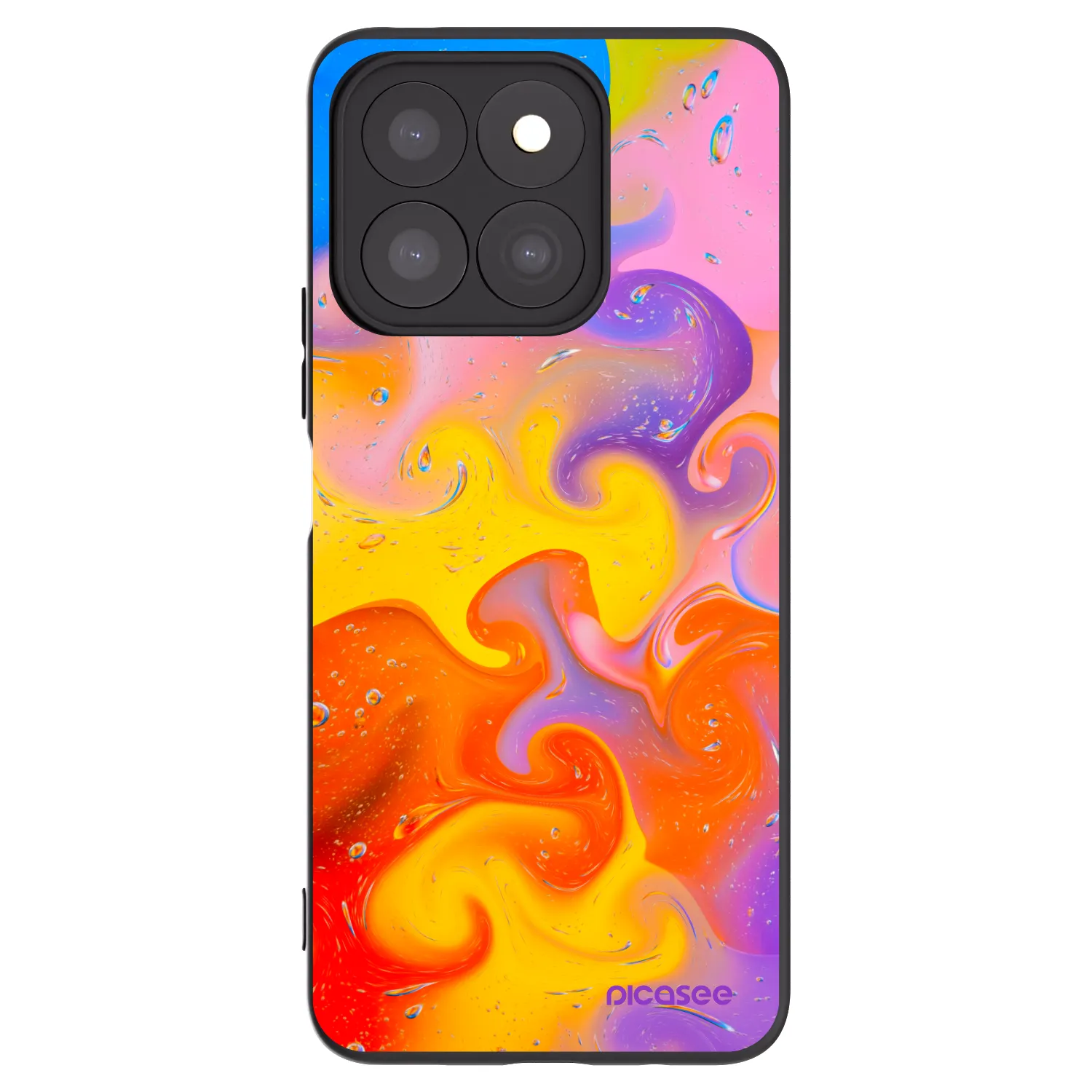Picasee silikonowe czarne etui na Honor X8c - Bubbles