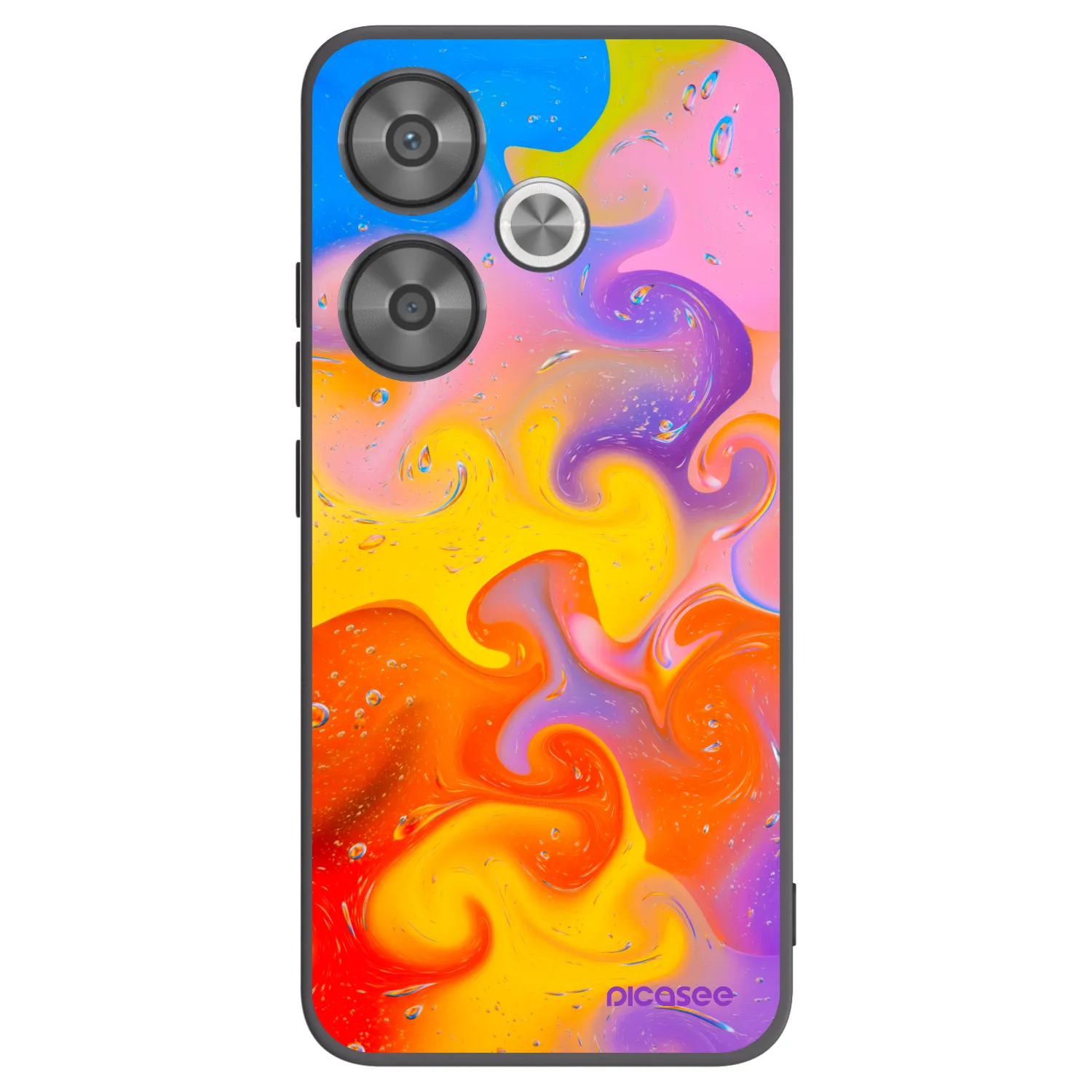 Picasee silikonowe czarne etui na Xiaomi Poco F6 - Bubbles