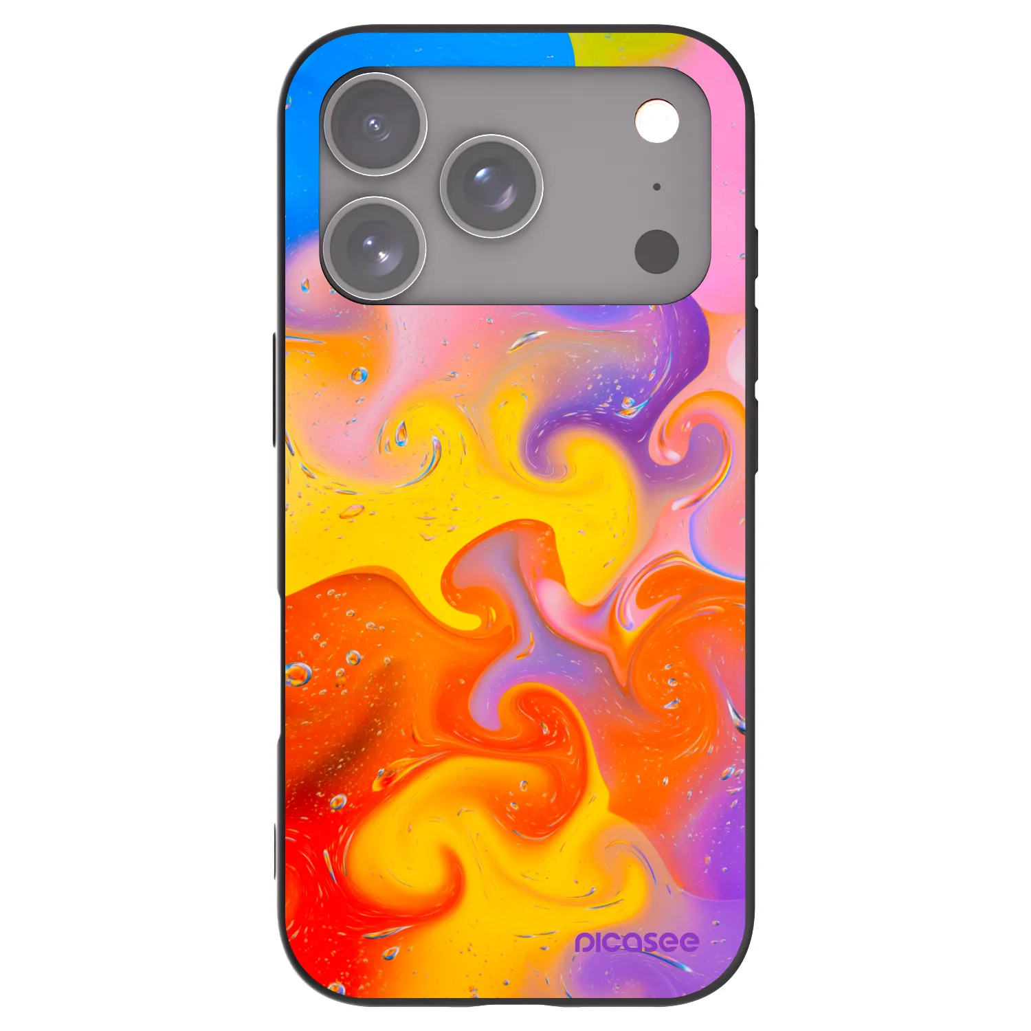 Picasee silikonowe czarne etui na Apple iPhone 17 Pro - Bubbles