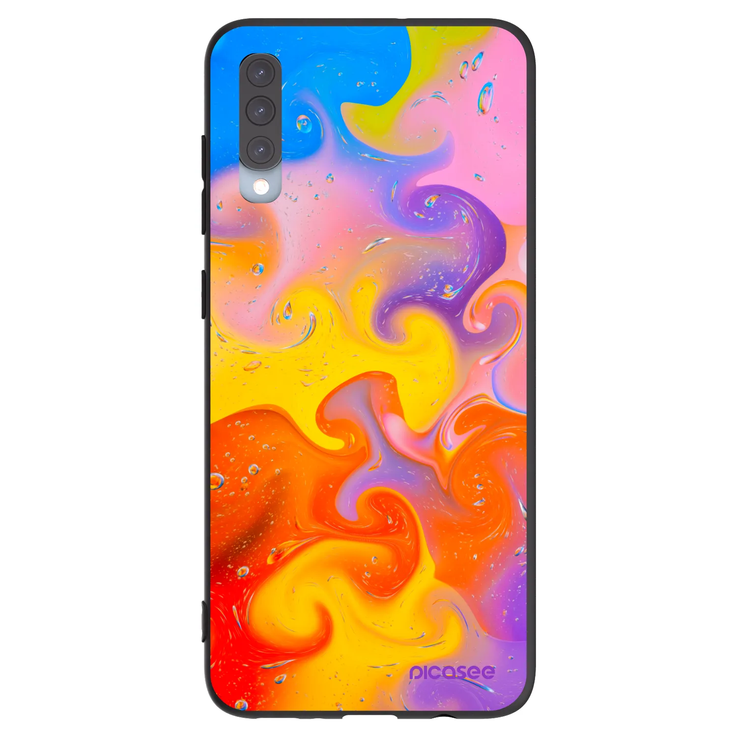 Picasee silikonowe czarne etui na Samsung Galaxy A70 A705F - Bubbles