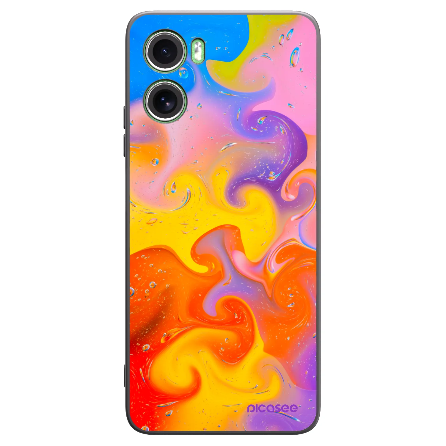 Picasee silikonowe czarne etui na Motorola Moto G06 - Bubbles