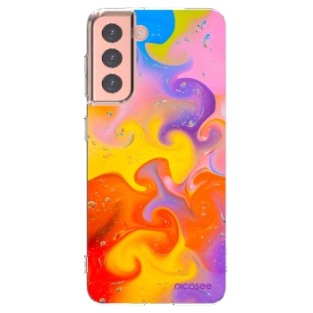 Picasee silikonowe przeźroczyste etui na Samsung Galaxy S21 5G G991B - Bubbles
