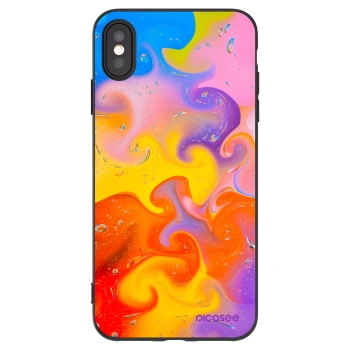 Picasee silikonowe czarne etui na Apple iPhone XS Max - Bubbles