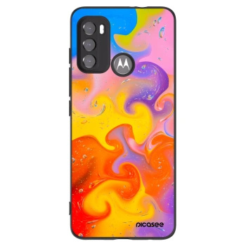 Picasee silikonowe czarne etui na Motorola Moto G60 - Bubbles