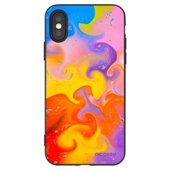 Picasee silikonowe czarne etui na Apple iPhone X/XS - Bubbles