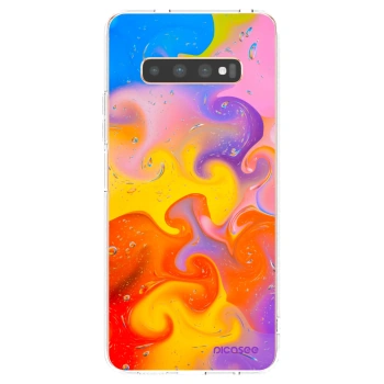Picasee silikonowe przeźroczyste etui na Samsung Galaxy S10 Plus G975 - Bubbles