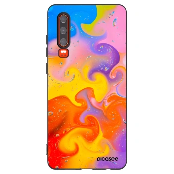 Picasee silikonowe czarne etui na Huawei P30 - Bubbles