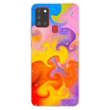Picasee silikonowe przeźroczyste etui na Samsung Galaxy A21s - Bubbles