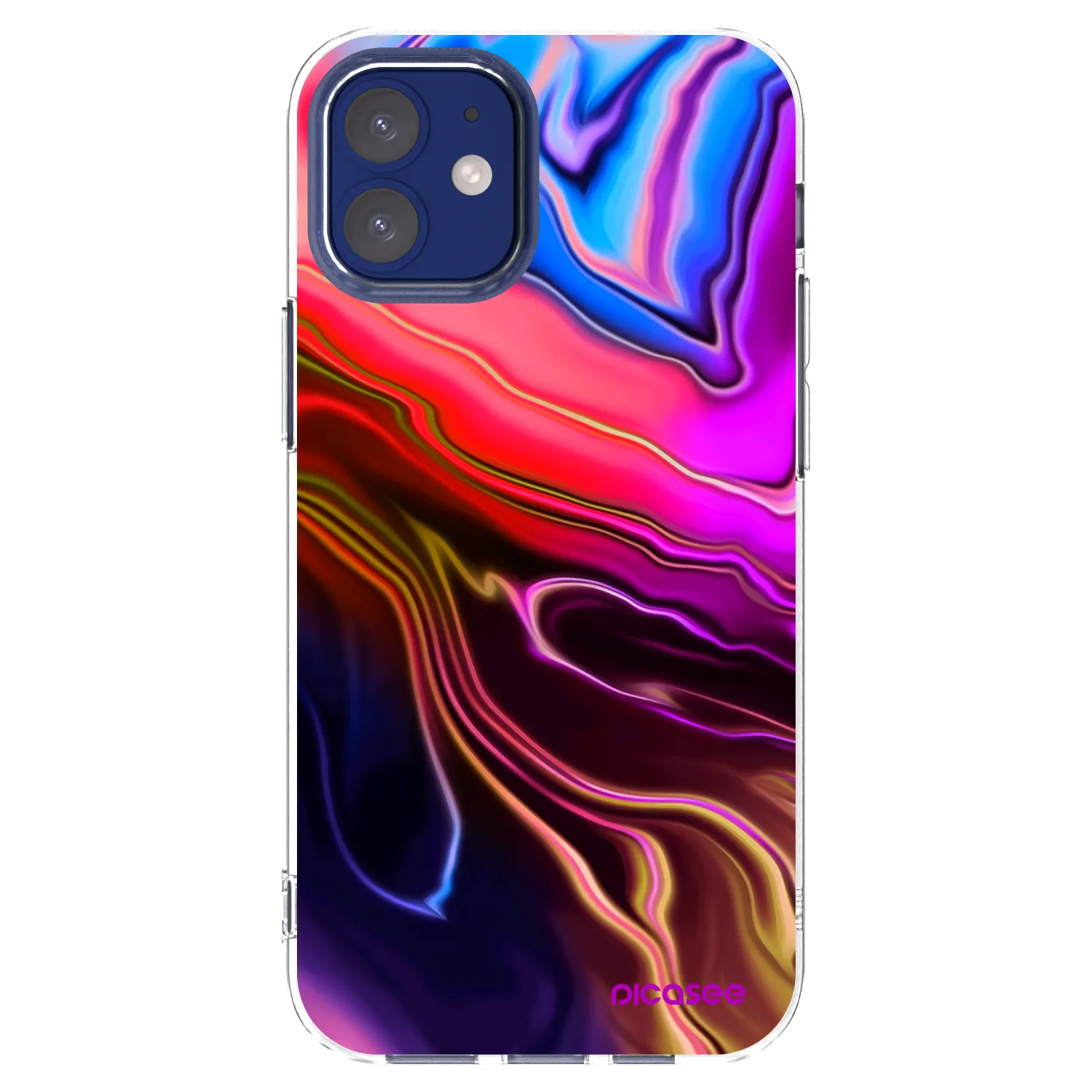 Picasee silikonowe przeźroczyste etui na Apple iPhone 12 mini - Electric