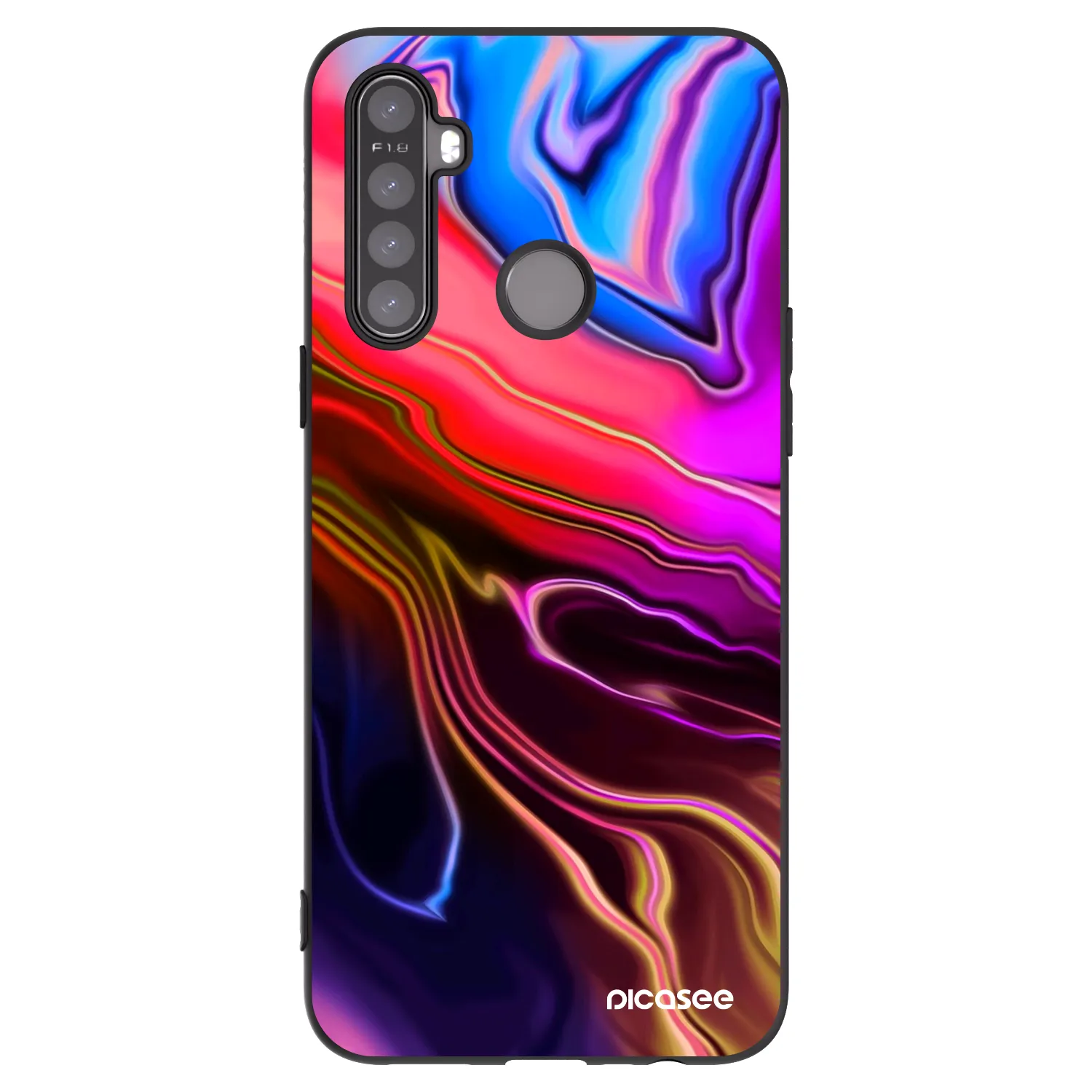Picasee silikonowe czarne etui na Realme 5 - Electric
