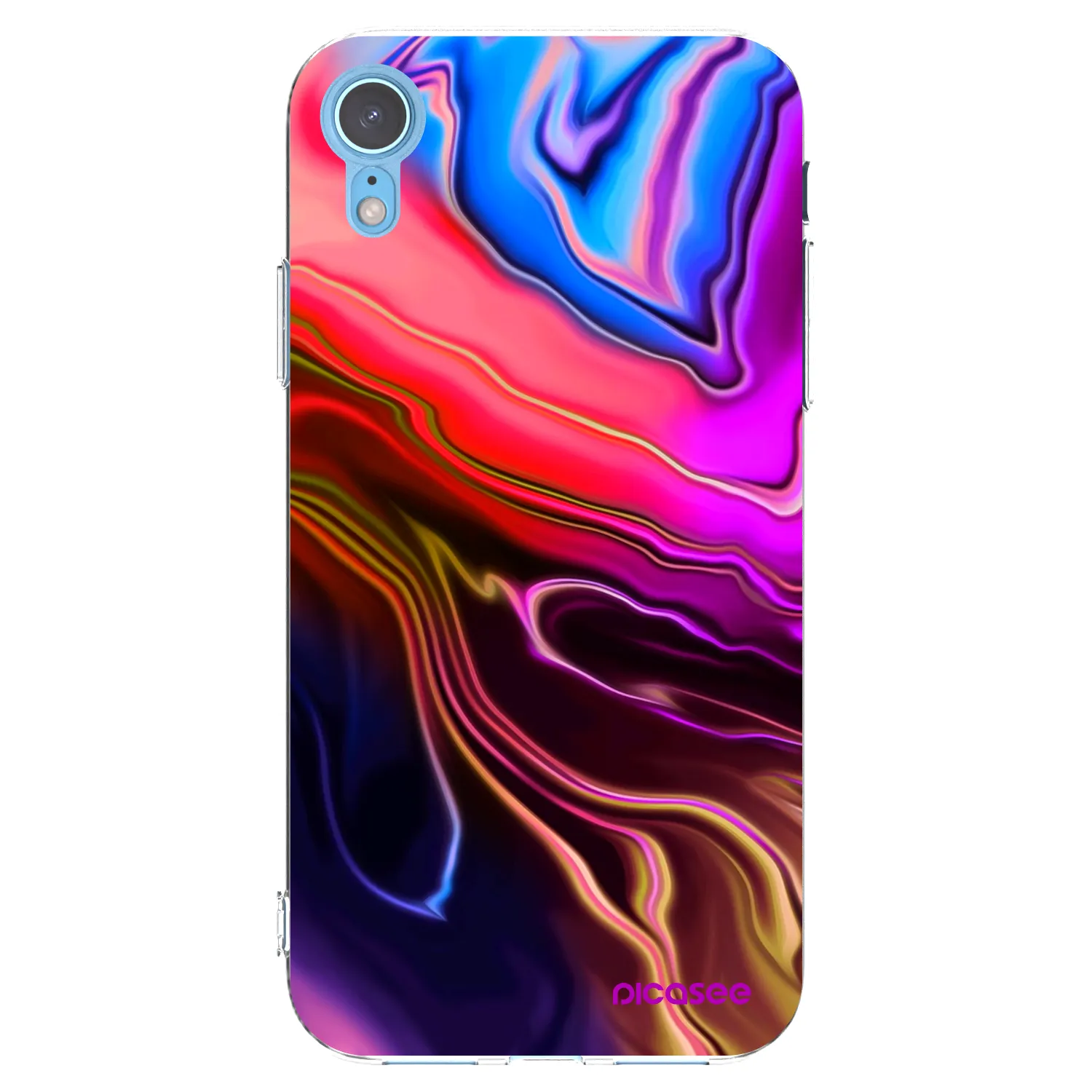 Picasee silikonowe przeźroczyste etui na Apple iPhone XR - Electric