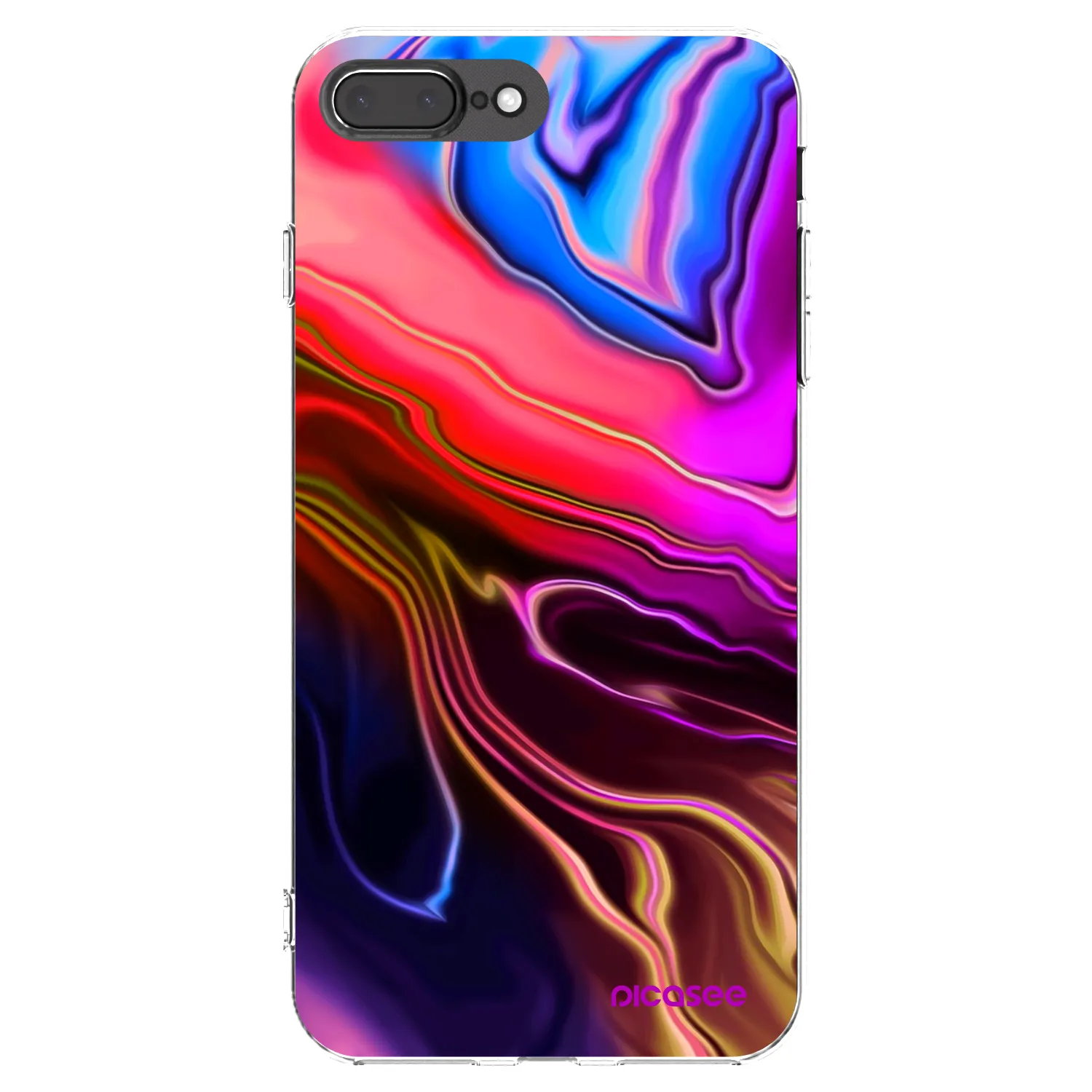 Picasee silikonowe przeźroczyste etui na Apple iPhone 7 Plus - Electric