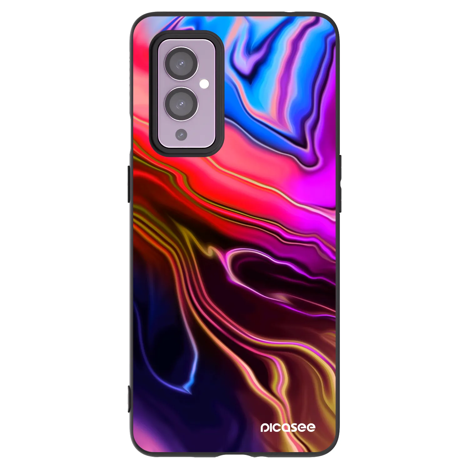 Picasee silikonowe czarne etui na OnePlus 9 - Electric