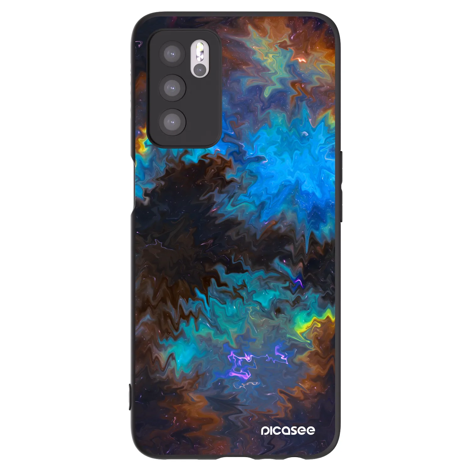 Picasee silikonowe czarne etui na OPPO A16s - Space