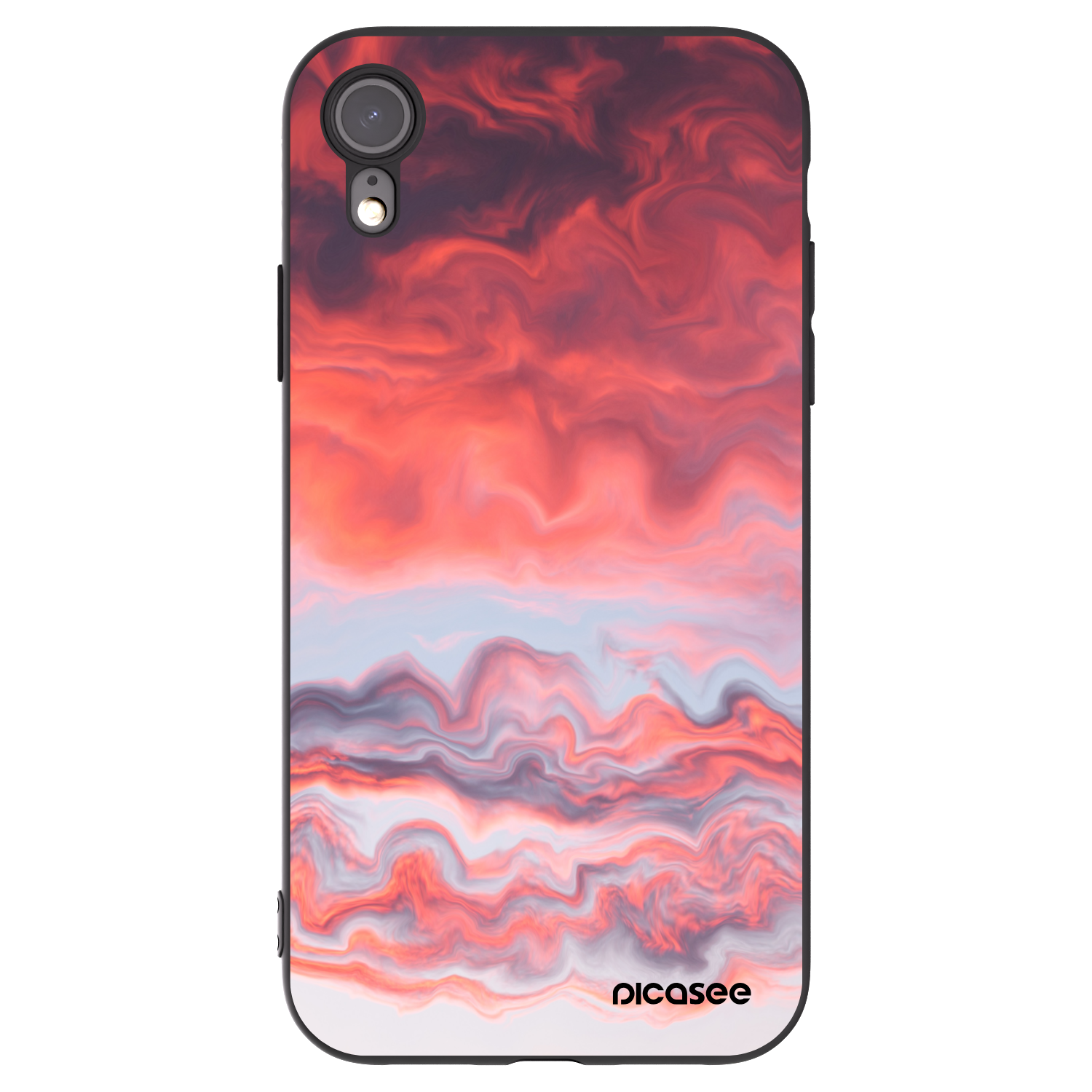 Picasee silikonowe czarne etui na Apple iPhone XR - Sunset