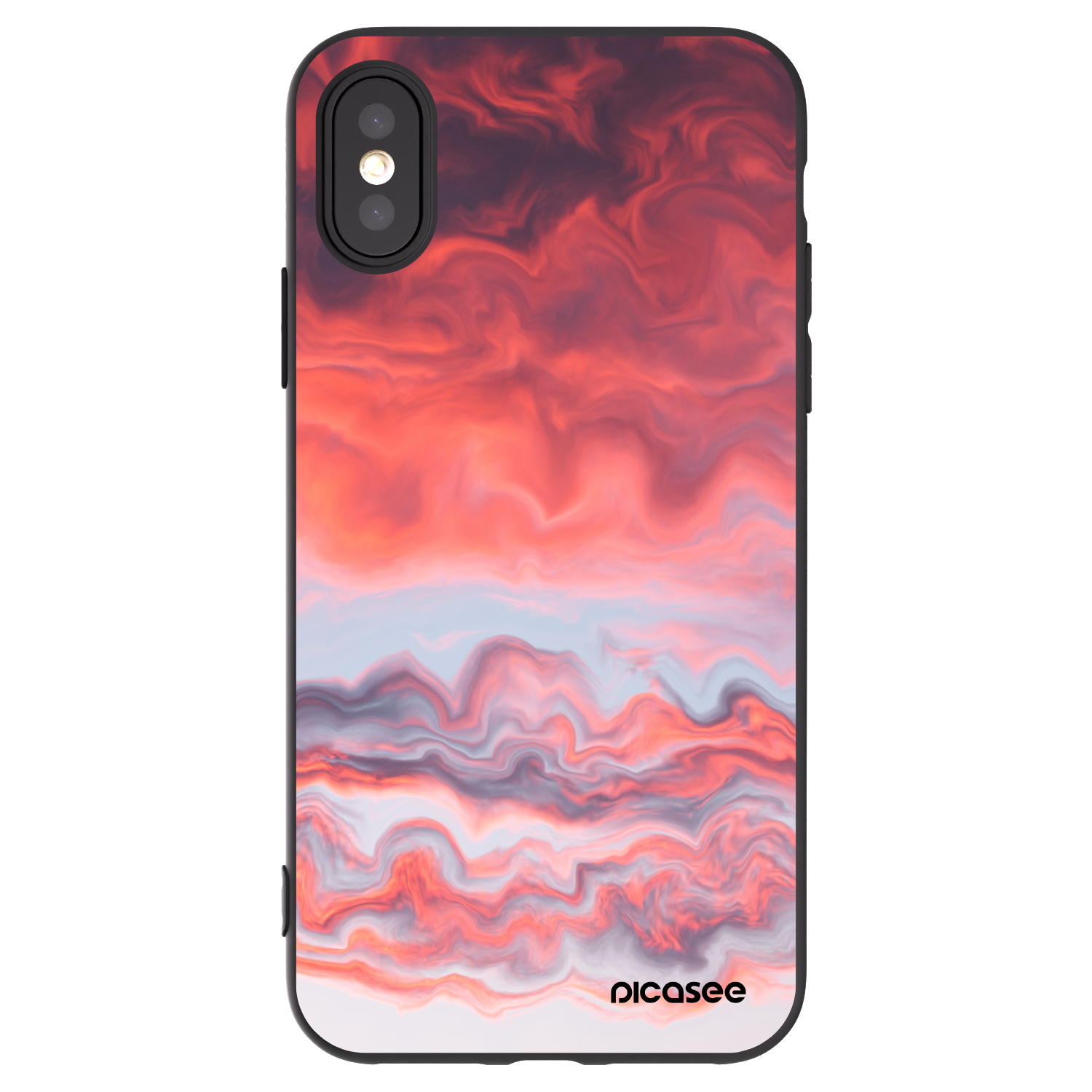 Picasee silikonowe czarne etui na Apple iPhone X/XS - Sunset