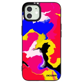 Picasee silikonowe czarne etui na Apple iPhone 12 - Watercolor