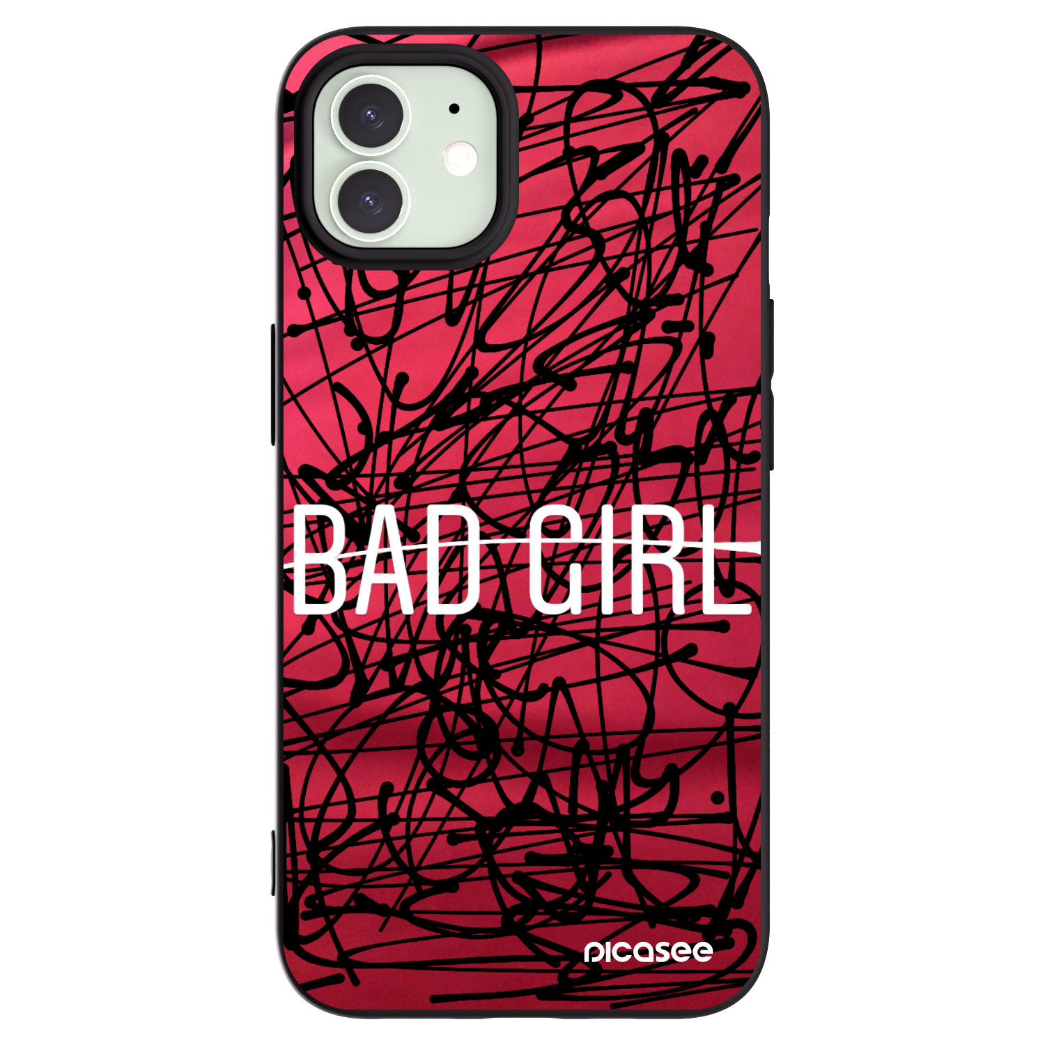 Picasee silikonowe czarne etui na Apple iPhone 12 - Bad girl